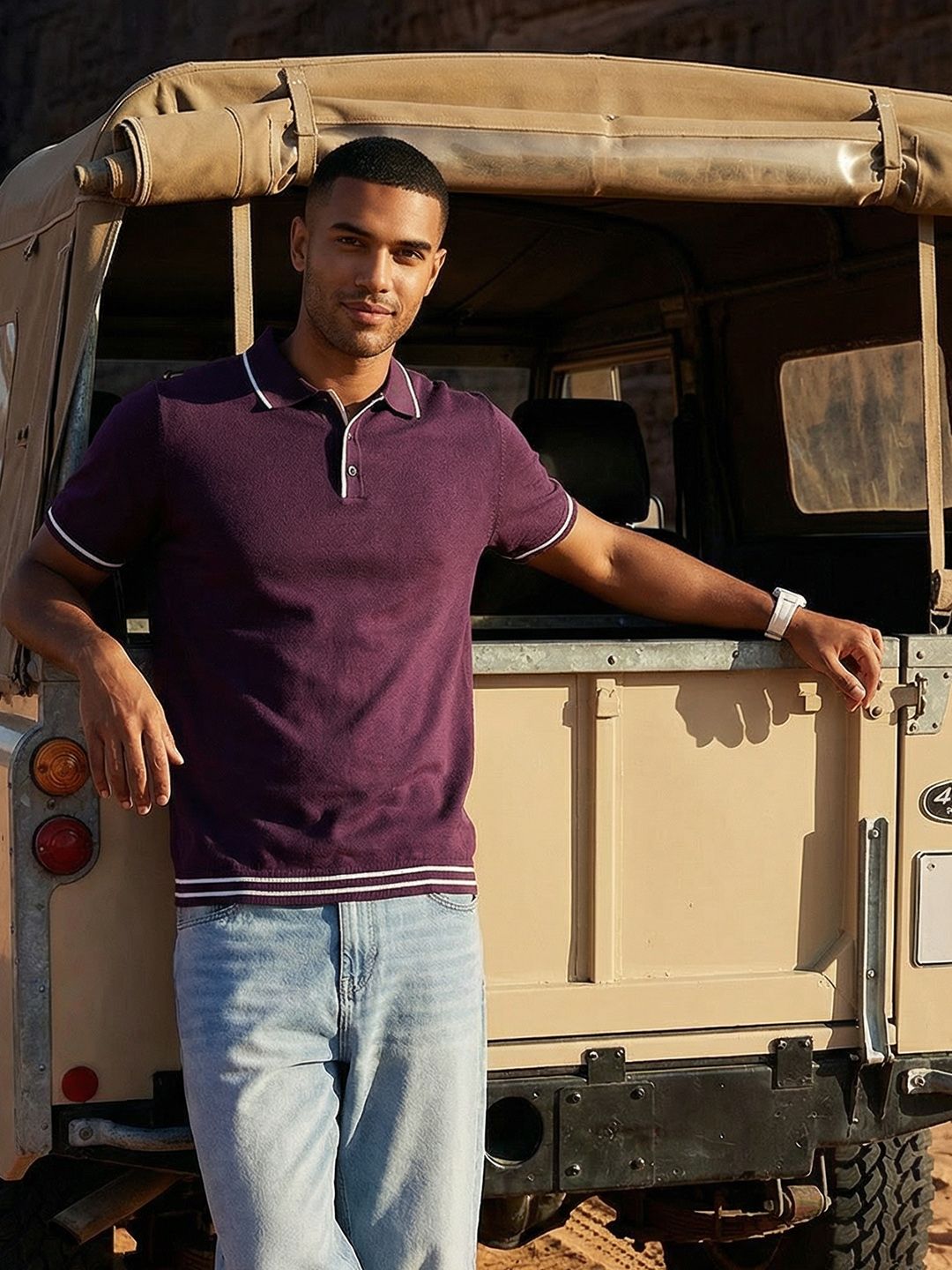 The Roadster Life Co. Pure Cotton Polo Collar T-shirt