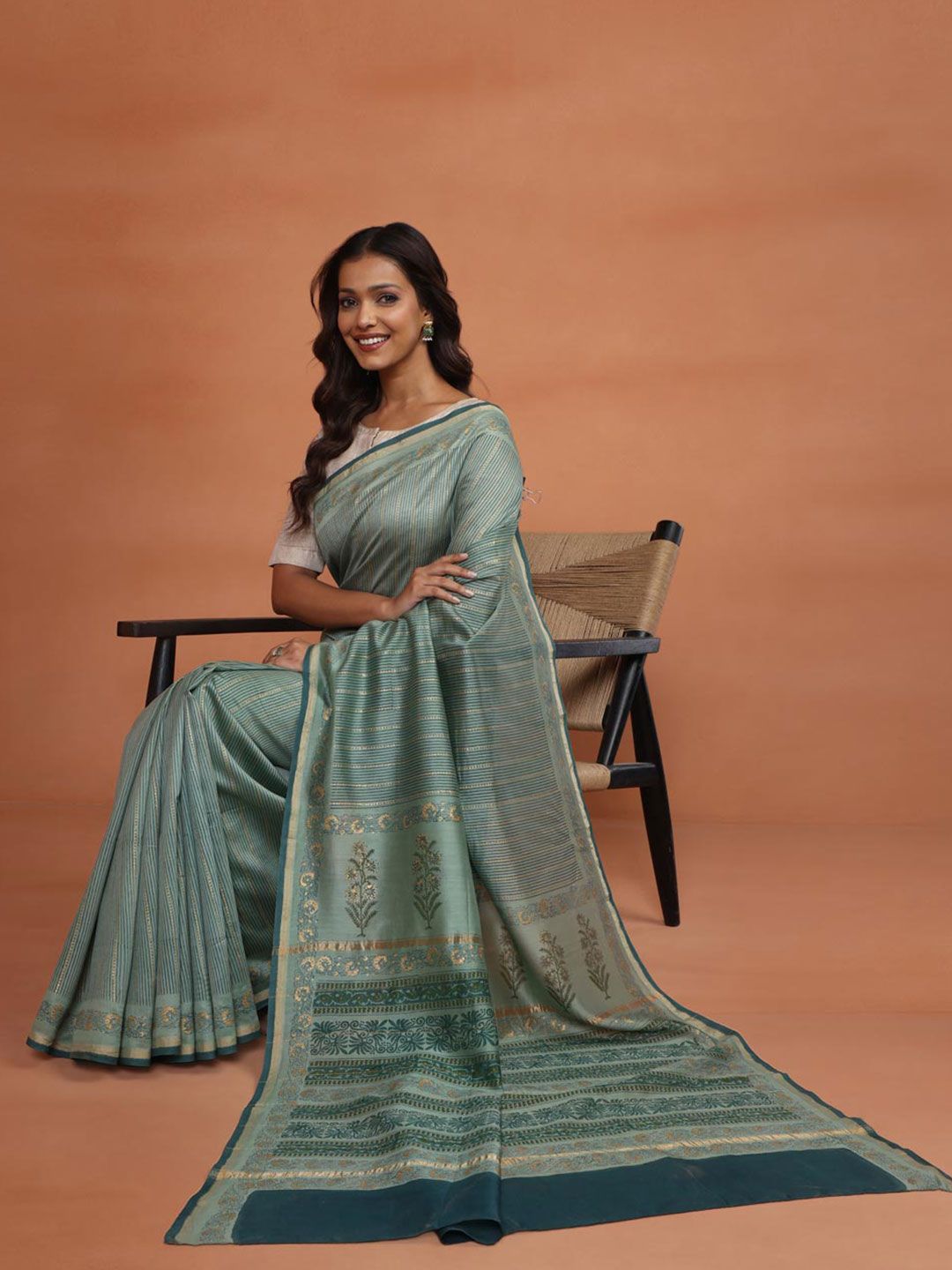 Fabindia Fabindia Striped Silk Cotton Saree