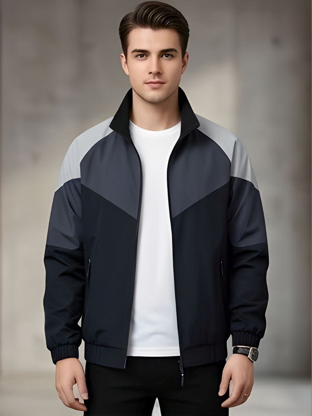 MIA FASHION Men Colourblocked Windcheater Running Sporty Jacket