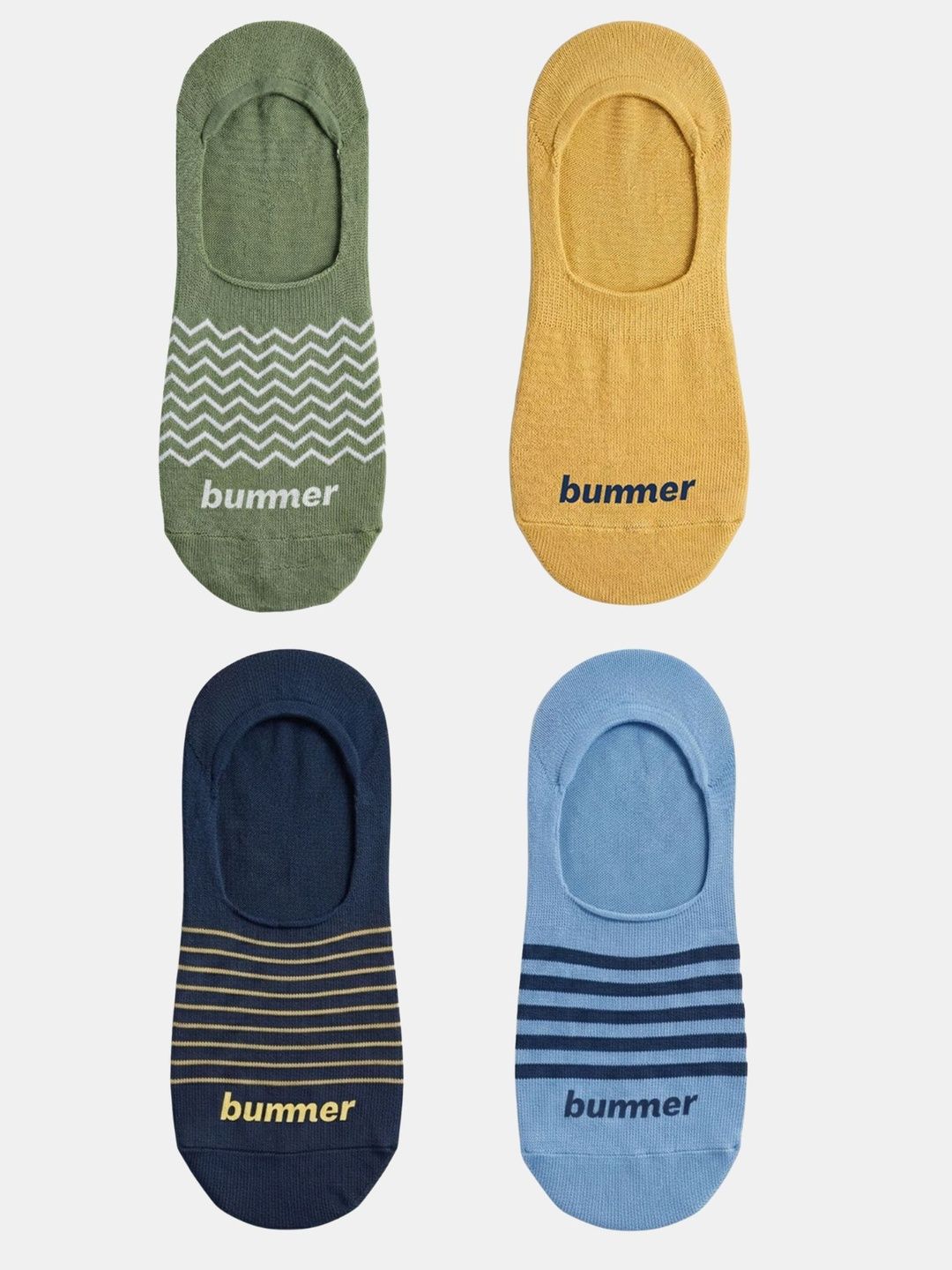 bummer Unisex Pack of 4 Cotton Assorted Patterned Ankle Length Socks