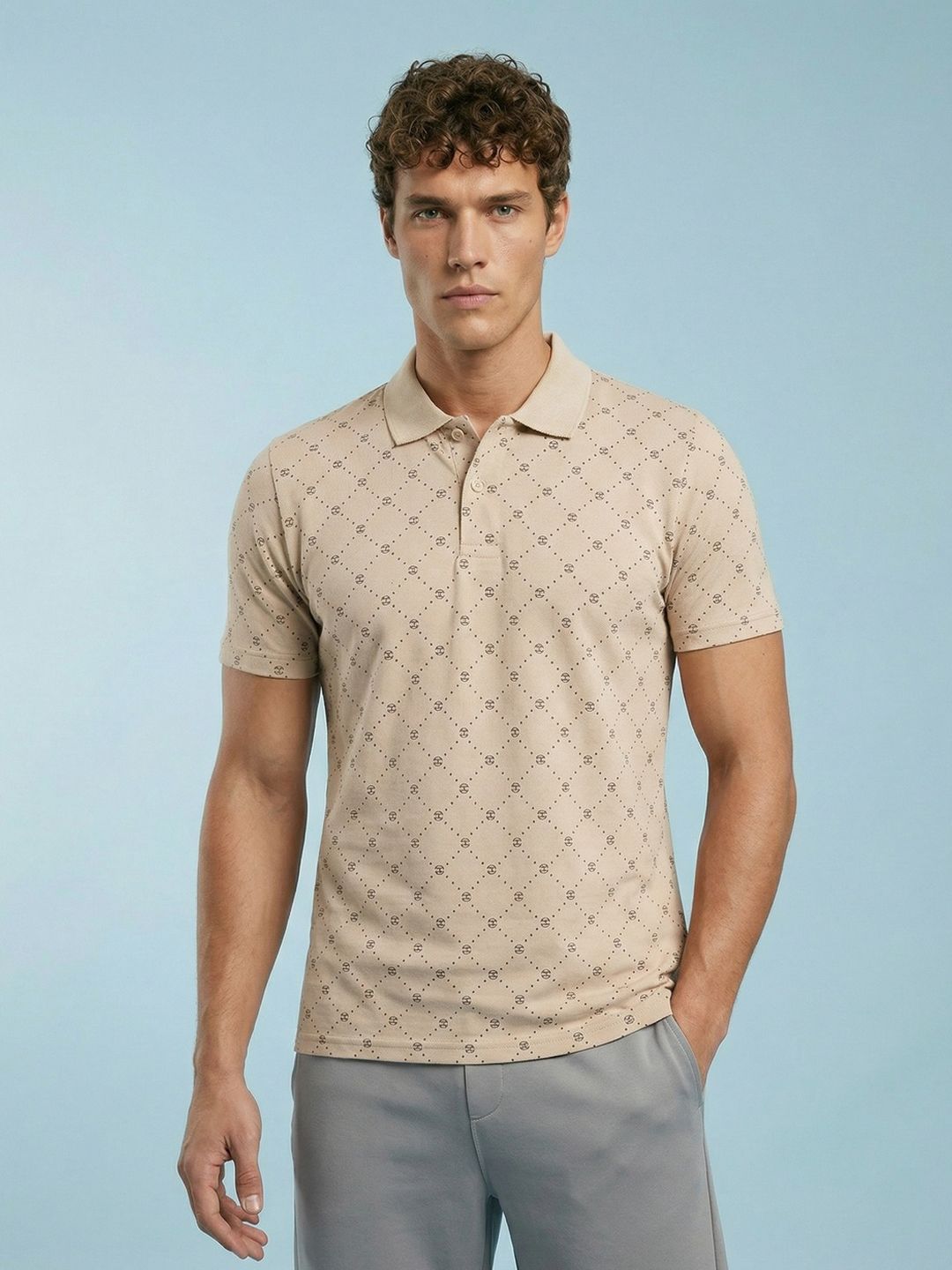 SPORT STREET by glitchez Geometric Printed Polo Collar T-shirt