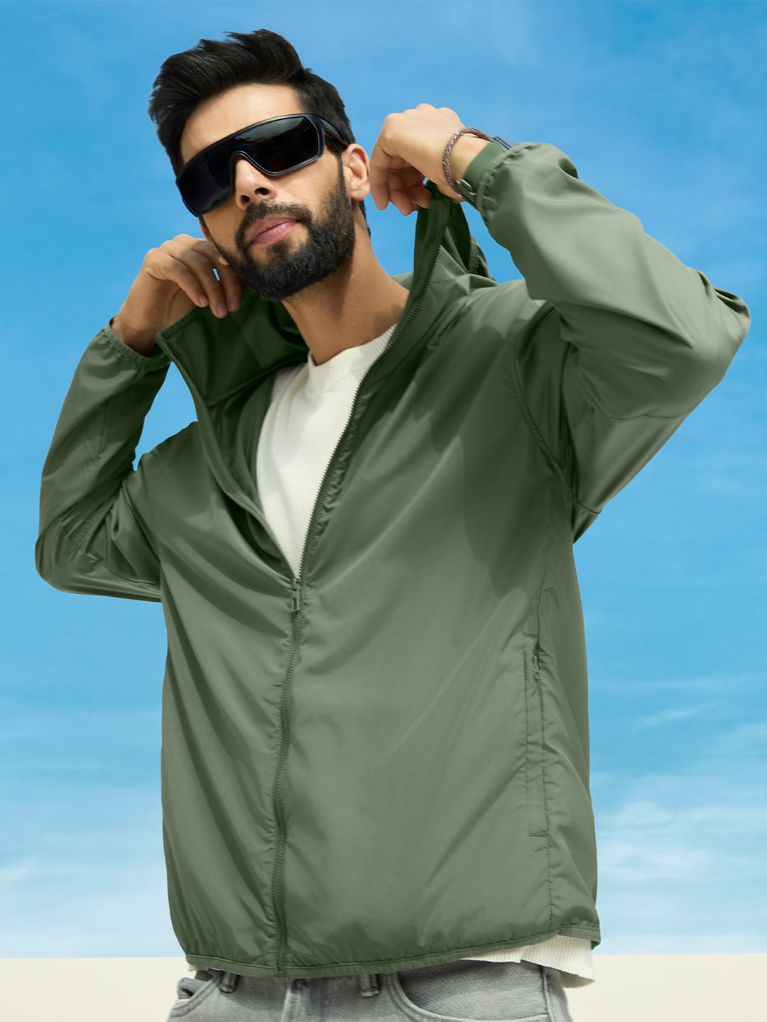 Buy XYXX Men's Solid Ozone Uv Protection Polyester Quick Dry Sage