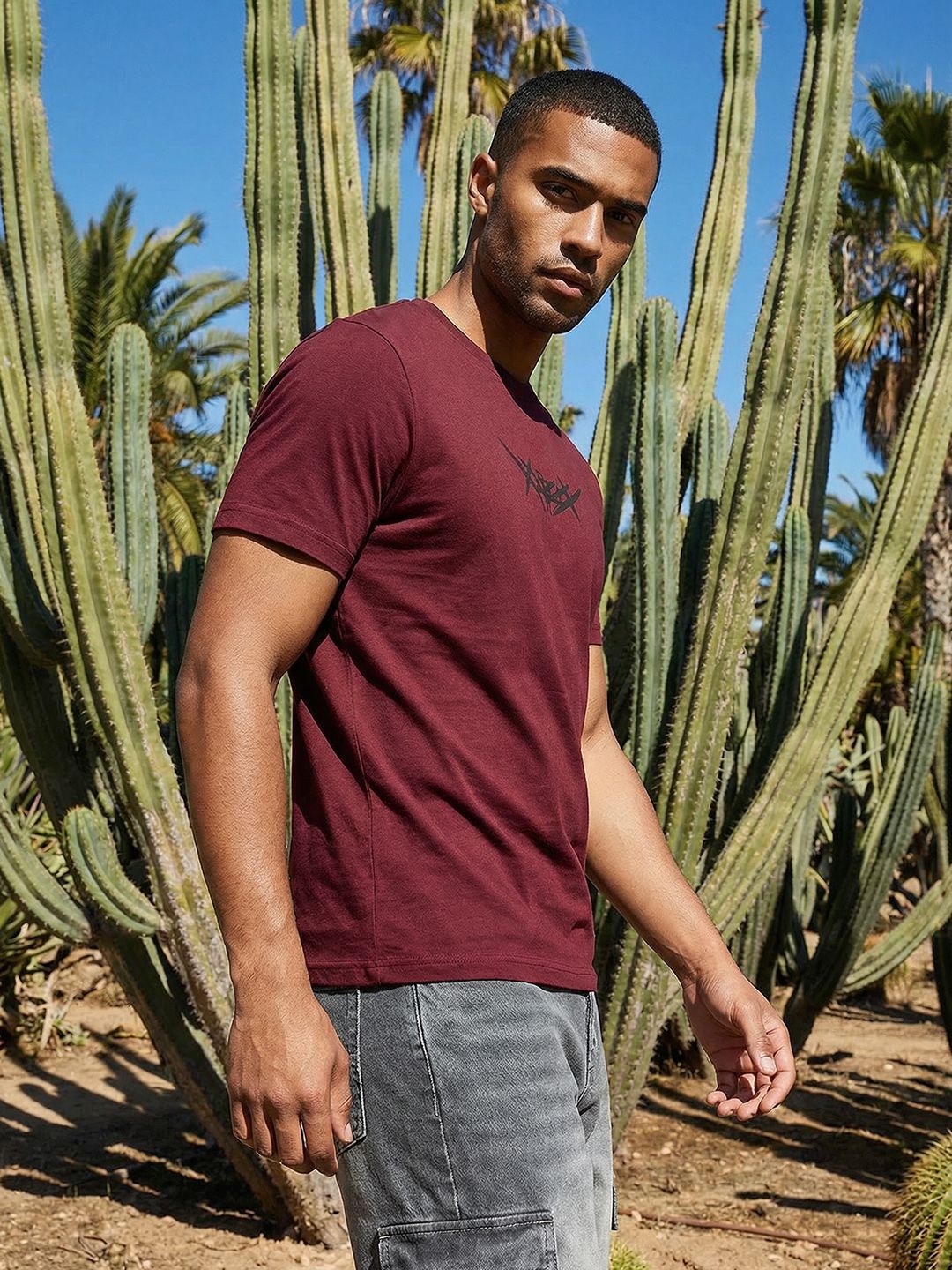 The Roadster Life Co. Graphic Printed Pure Cotton T-shirt