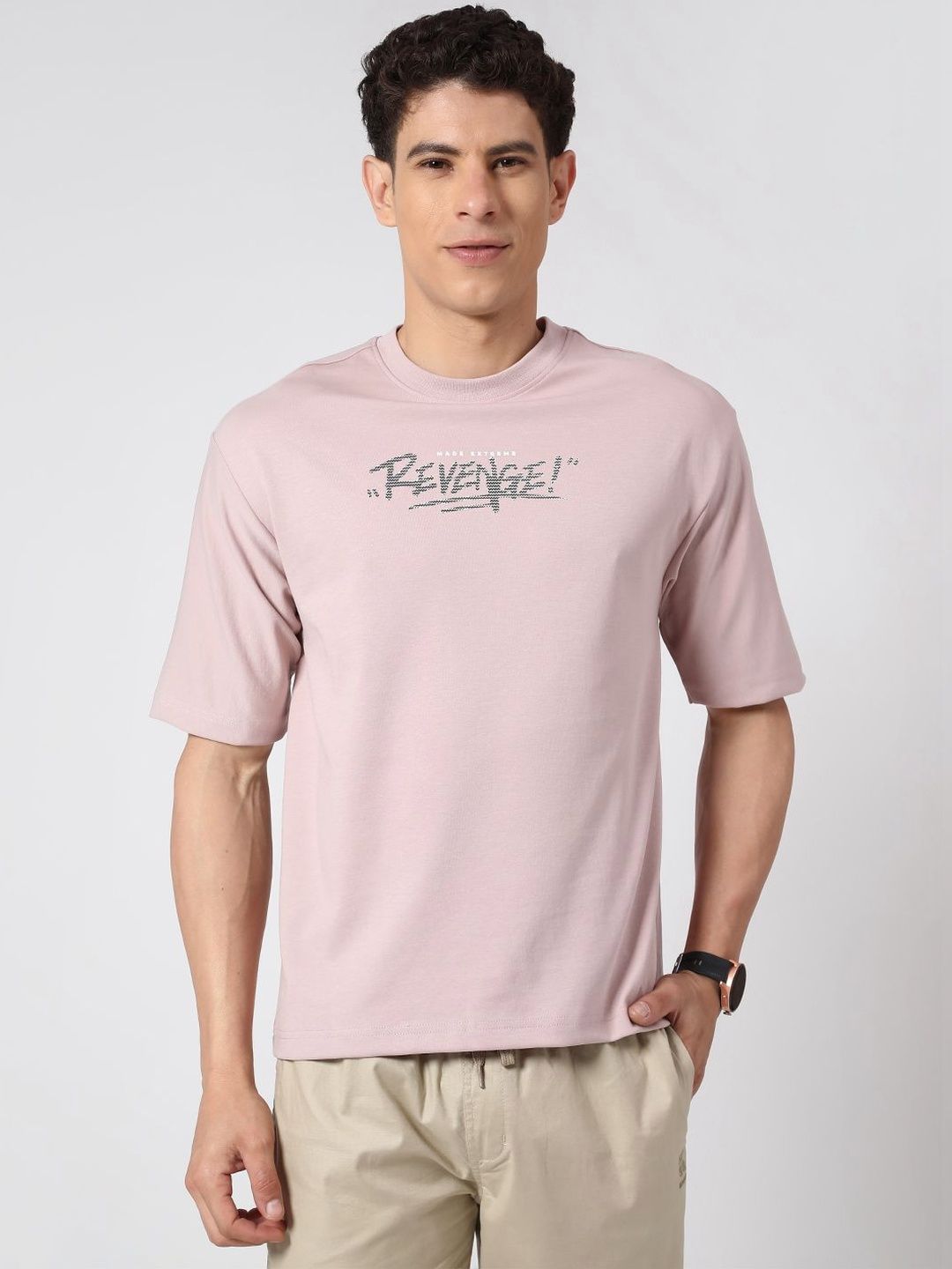 V-Mart Men Graphic Printed Round Neck Cotton Boxy T-shirt