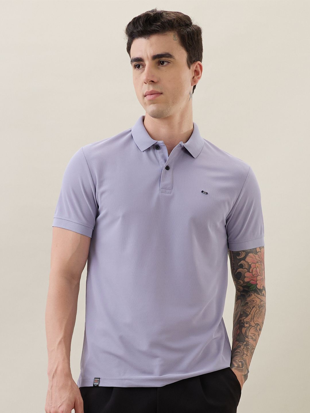 Nostrum Cherry Half Sleeve Lavender Plain Polo T-shirt