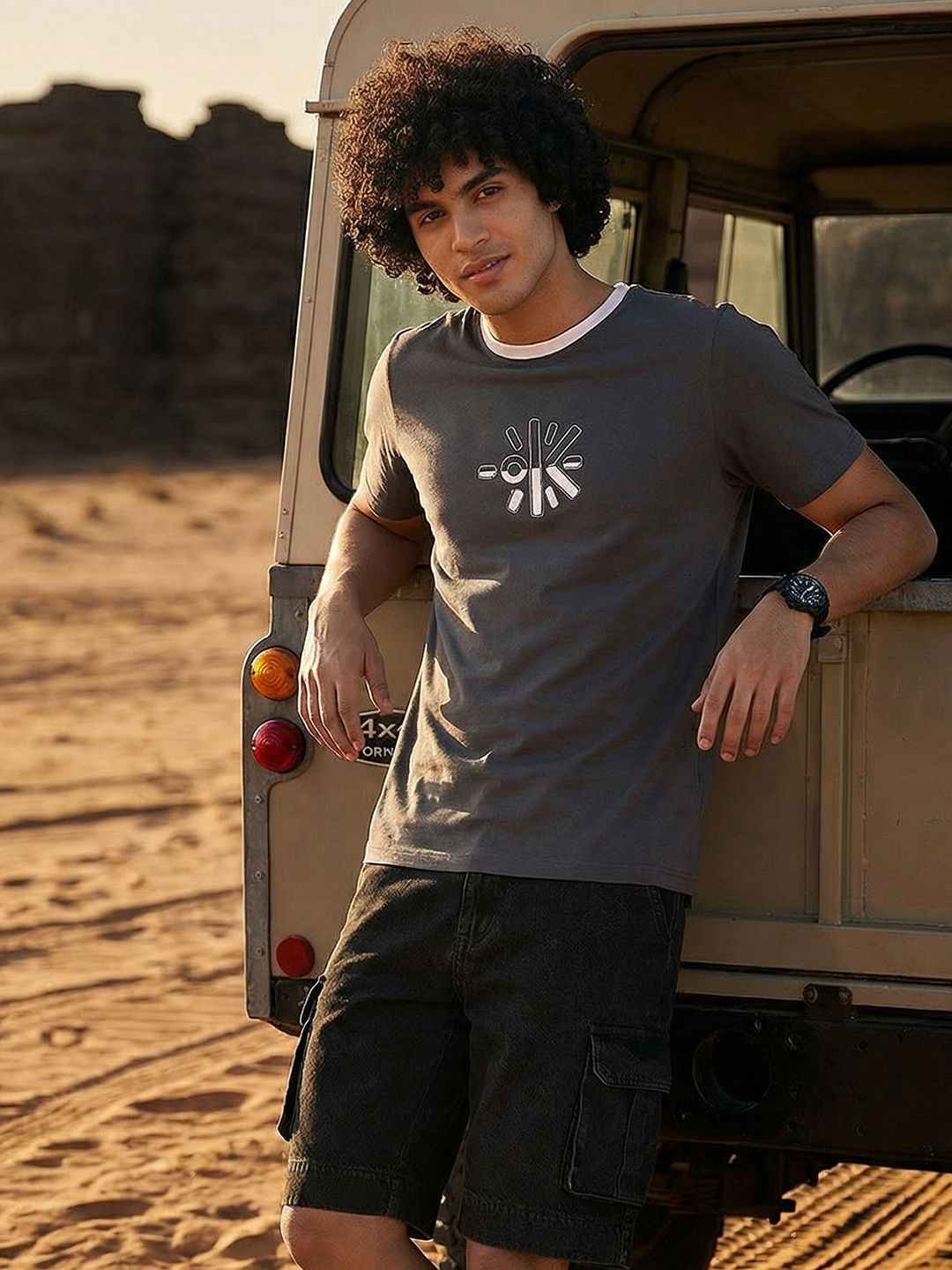 The Roadster Life Co. Graphic Printed Pure Cotton T-shirt