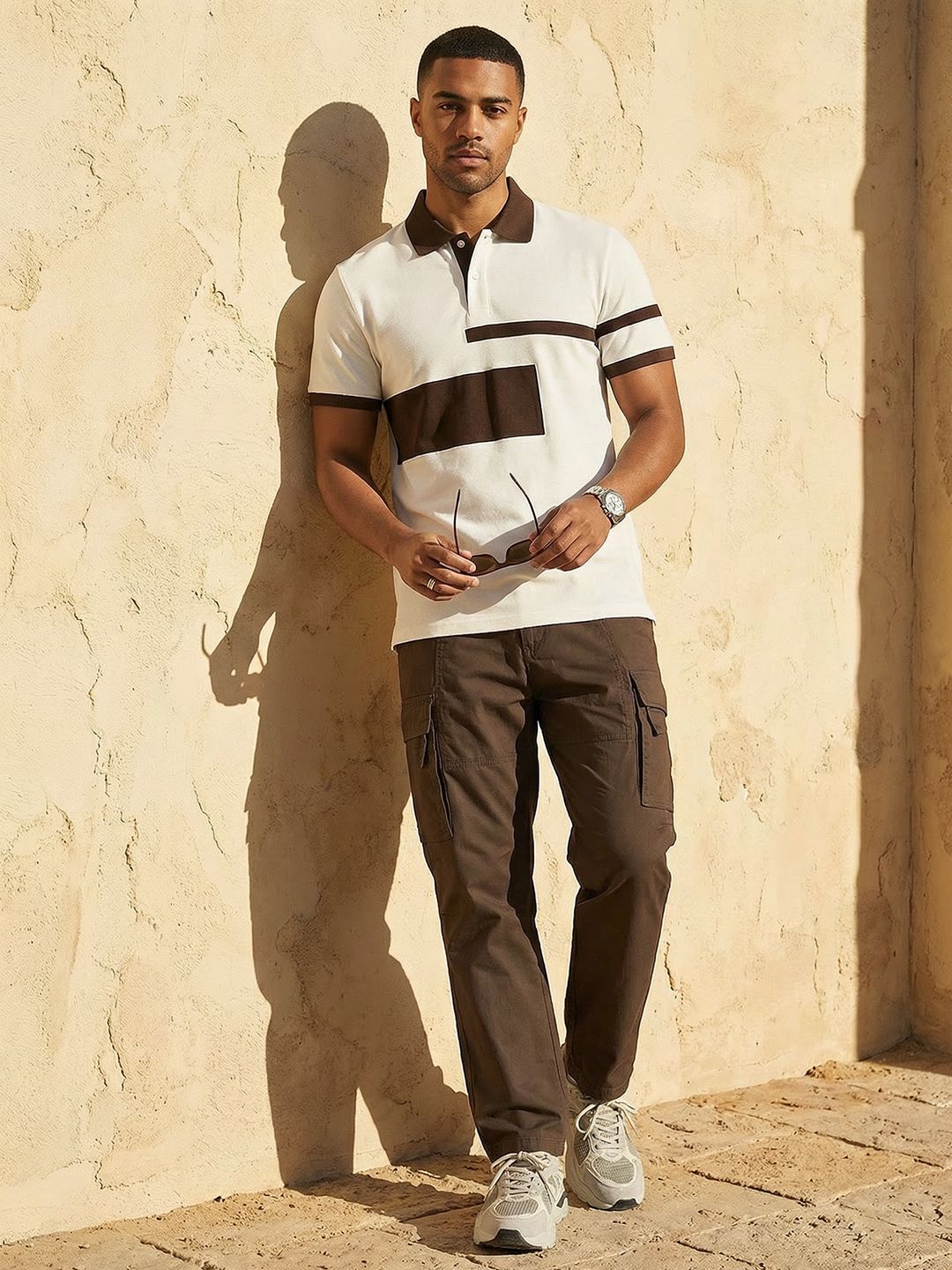 The Roadster Life Co. Colourblocked Polo Collar T-shirt