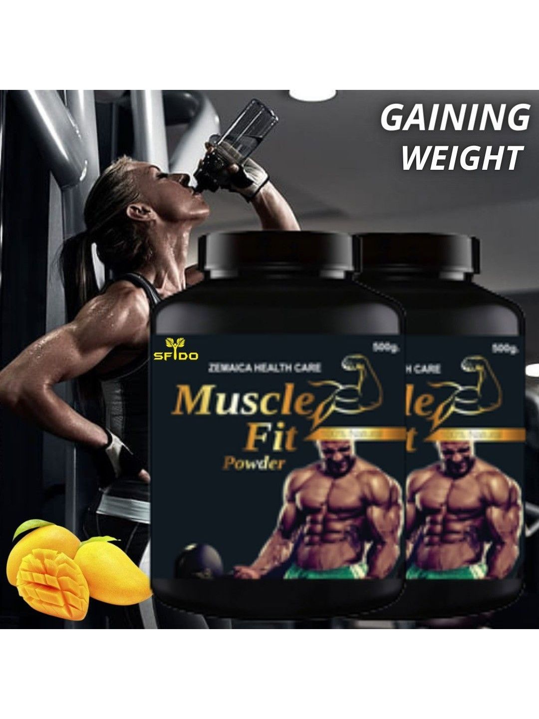 HINDUSTAN AYURVEDA HINDUSTAN AYURVEDA Set Of 2 Muscle Fit Powder-250 g Each- Mango