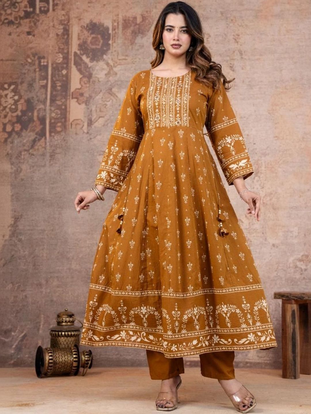 D K W D K W Women Pure Cotton Kurta with Trousers & With Dupatta