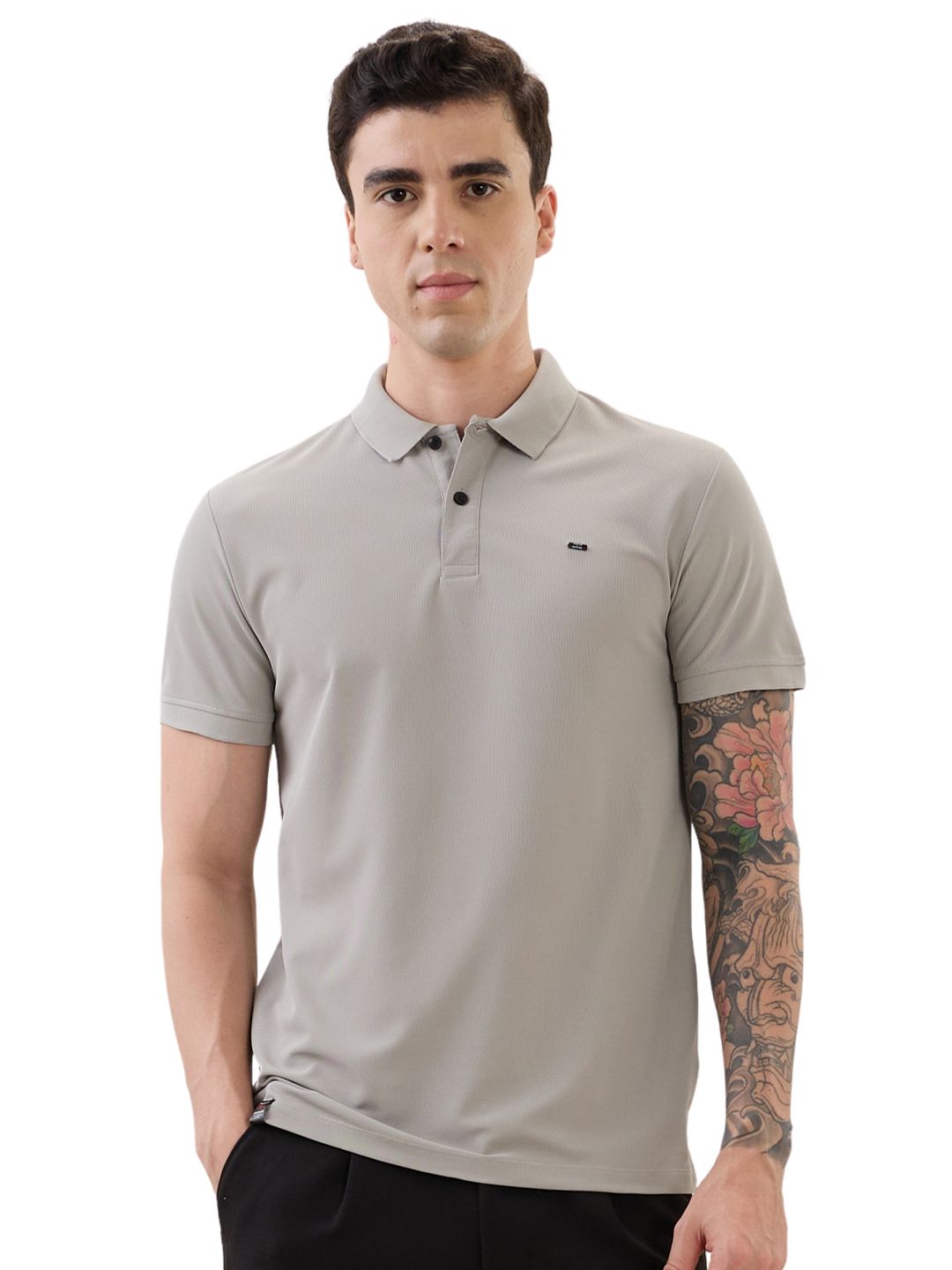 nostrum Men Polo Collar Pockets Slim Fit T-shirt
