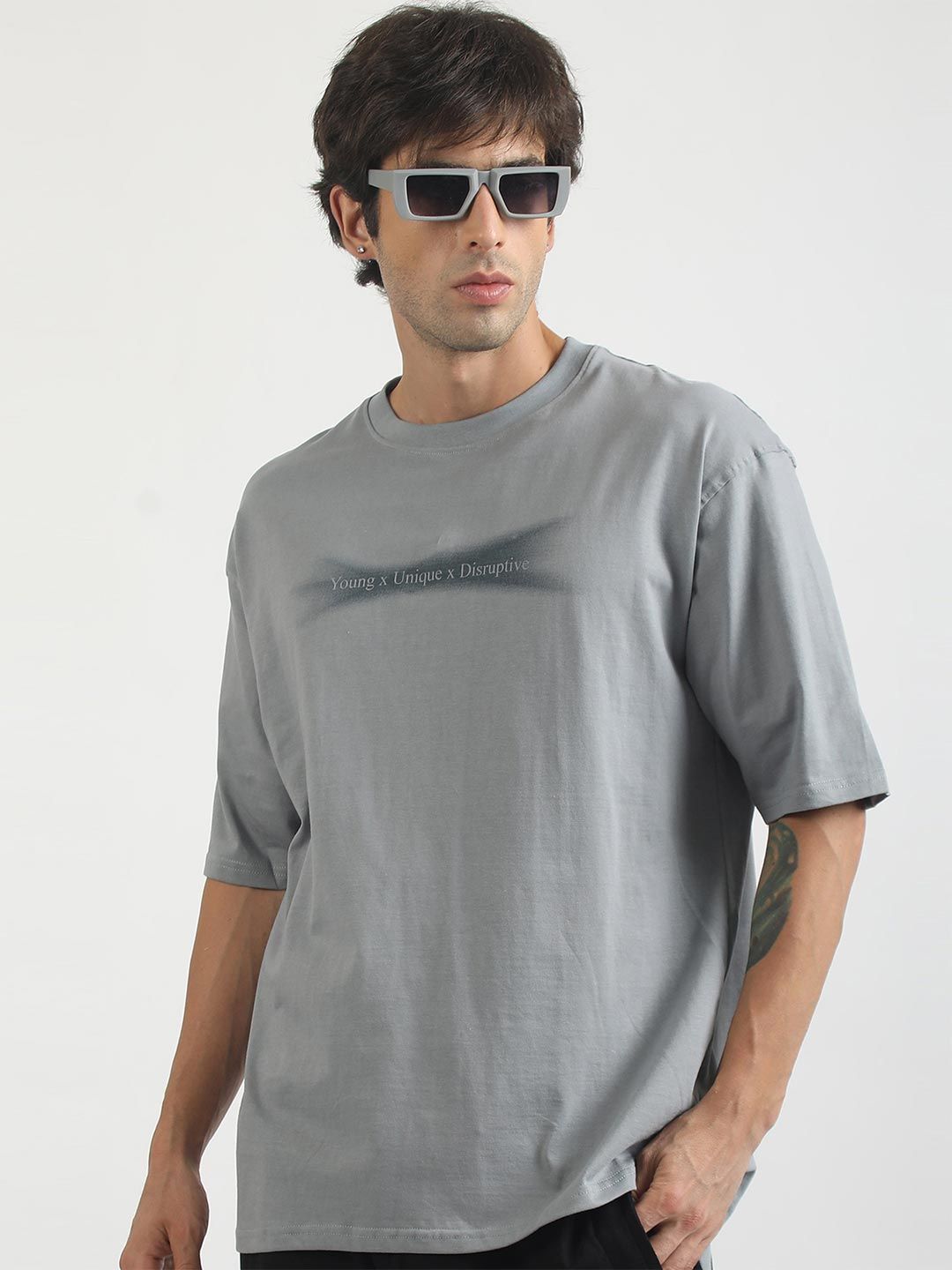 Maniac Men Typography Printed Drop-Shoulder Sleeves T-shirt
