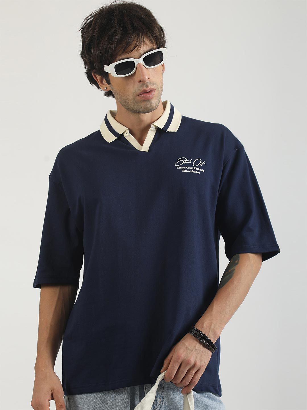Maniac Men Typography Printed Polo Collar T-shirt