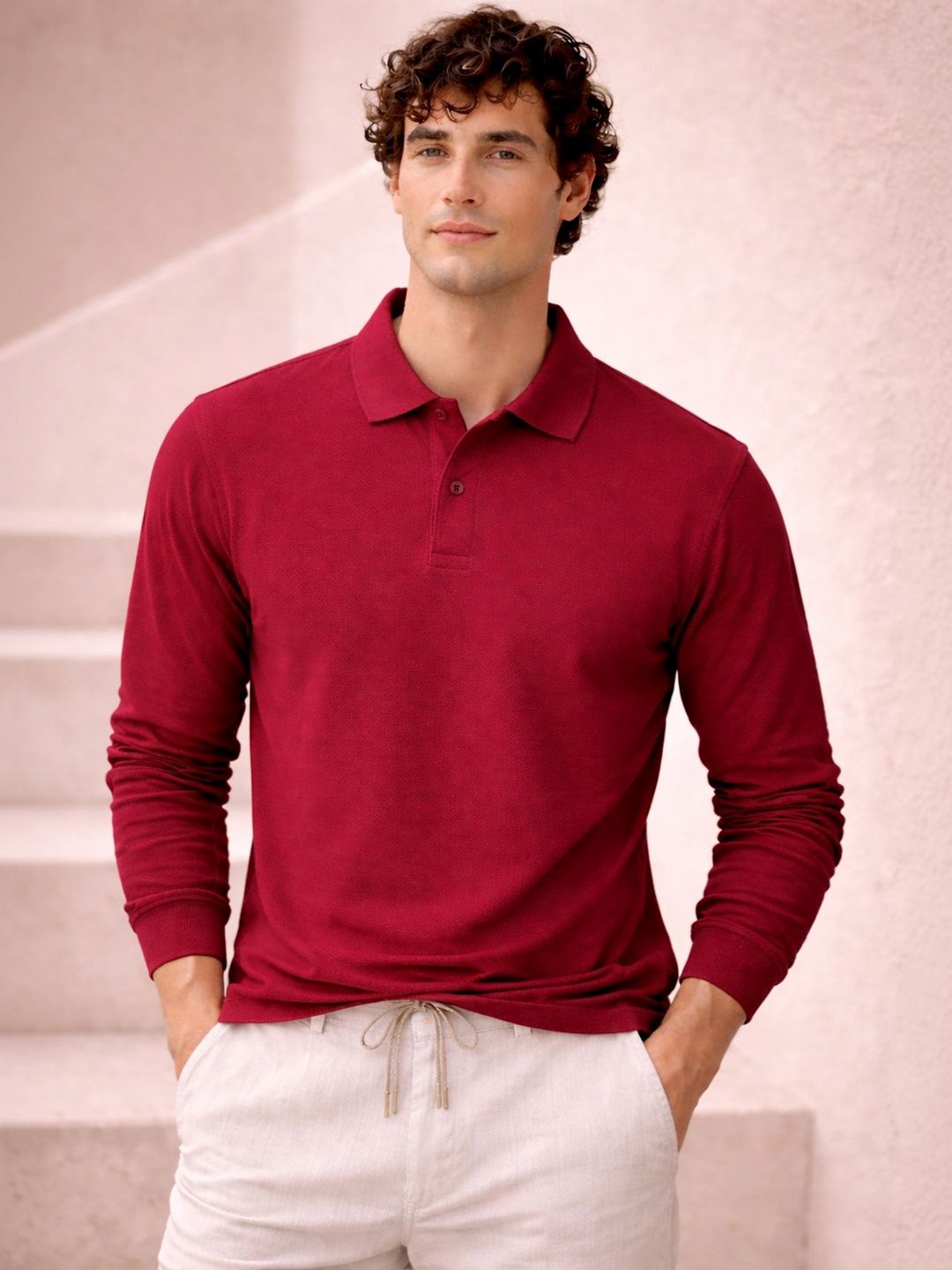 Davno Men Polo Collar T-shirt