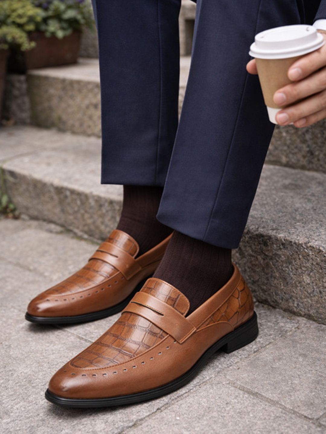 Ajanta Men Textured Formal Loafers