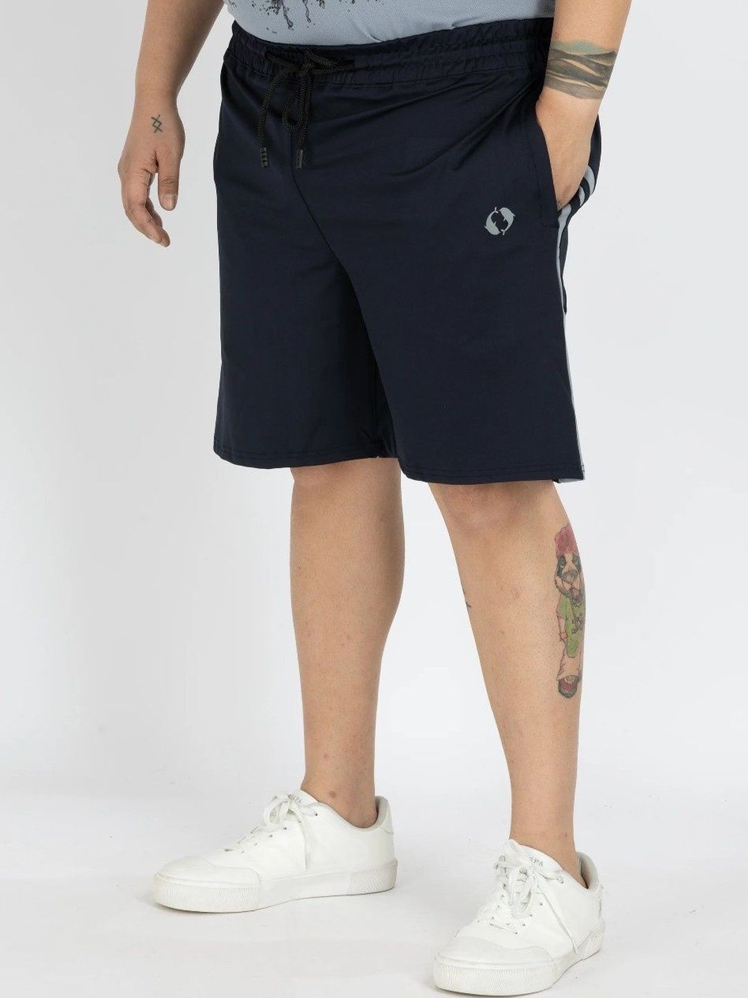 Buy WHATZ Men Plus Size Side Stripe Activewear Shorts - Shorts for