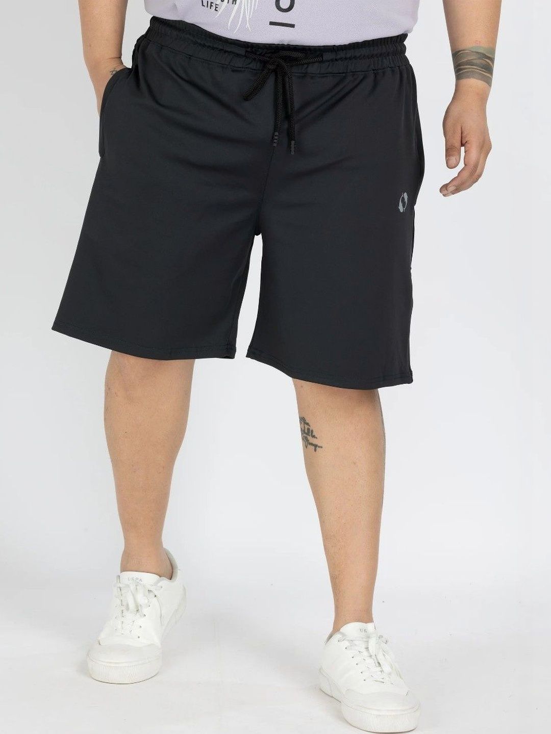 Buy WHATZ Men Plus Size Side Stripe Activewear Shorts - Shorts for