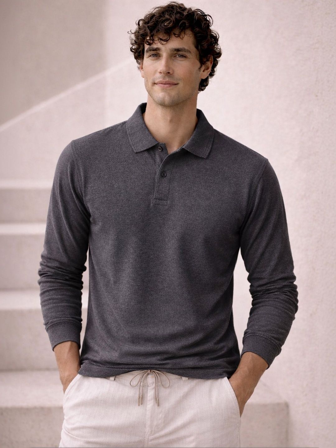 Davno Men Polo Collar T-shirt