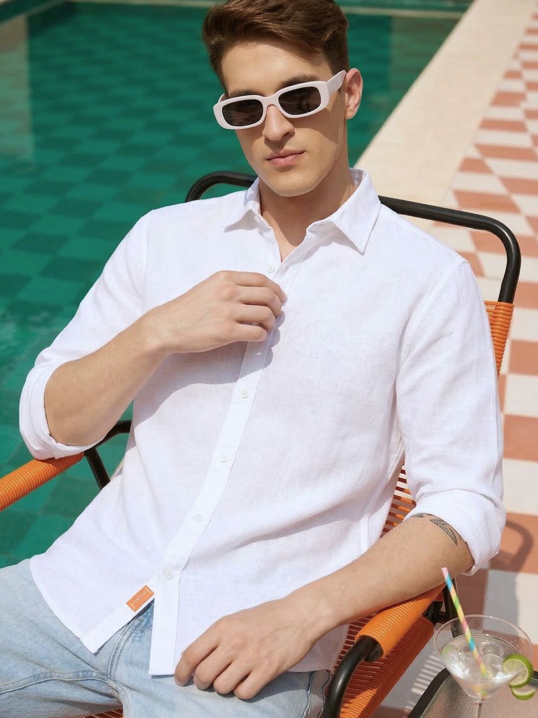 Bene Kleed Bene Kleed Men Regular Fit Cotton Linen Casual Shirts