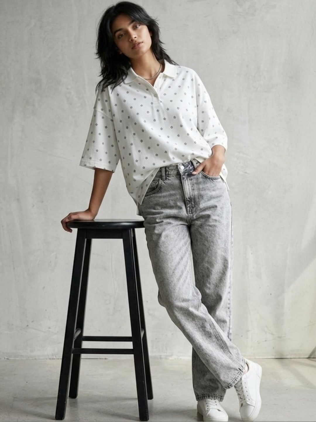SZN Women Printed Polo Collar T-shirt