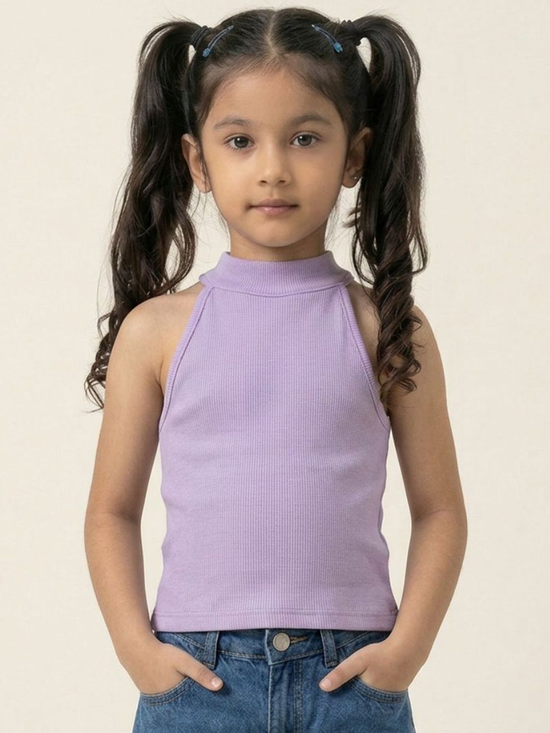 YK Girls Cotton High Neck Top