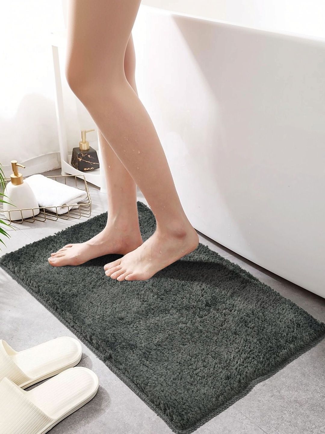 FINE TEX WORLD Charcoal Anti-Skid Rectangular Doormats