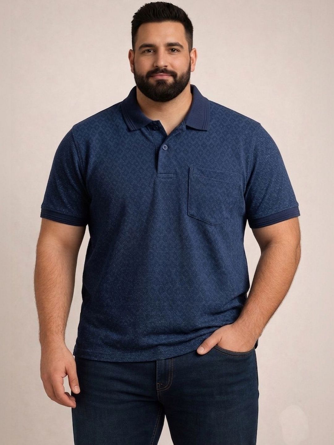 Davno Men Printed Polo Collar T-shirt