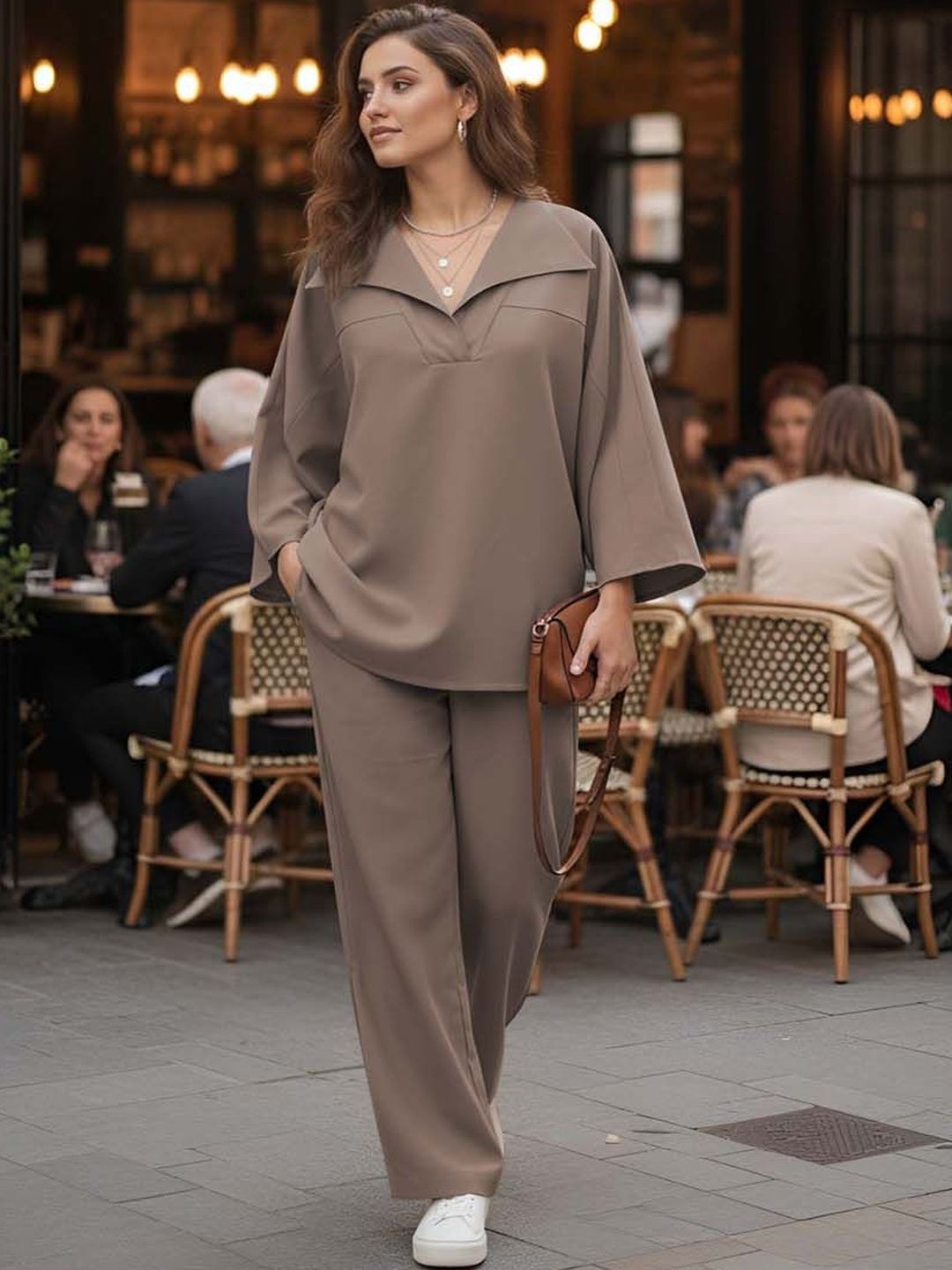 GENZILOOKS Linen Solid Top with Trousers