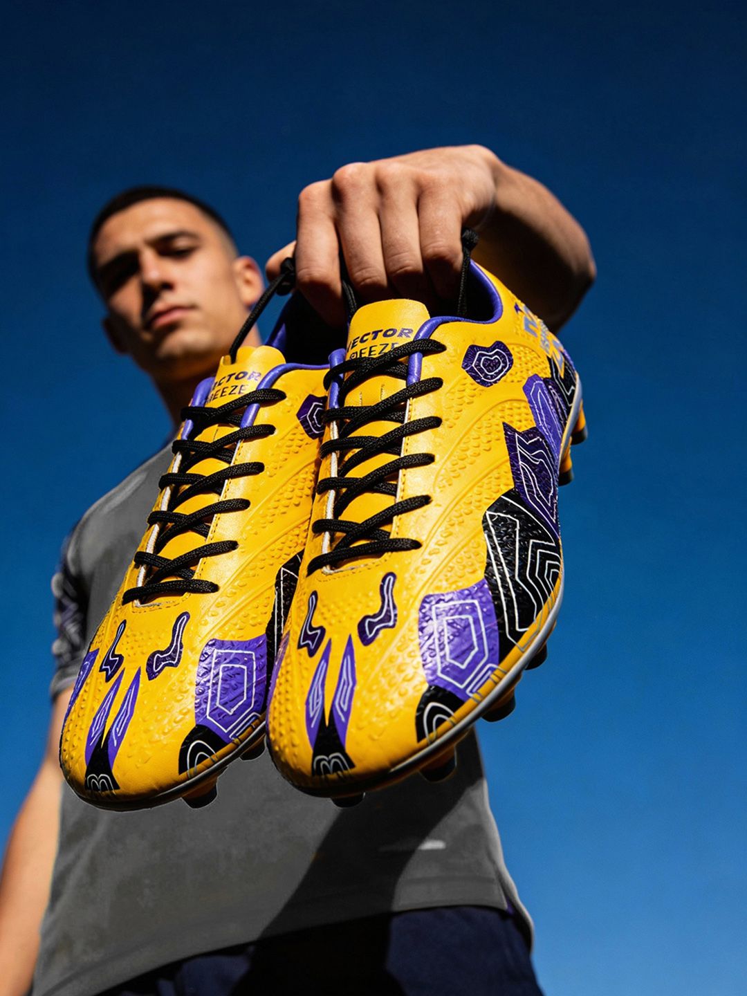 VECTOR X Breeze Pro Fully Embossed Synthetic Upper Double Colour TPU Sole Football Shoes
