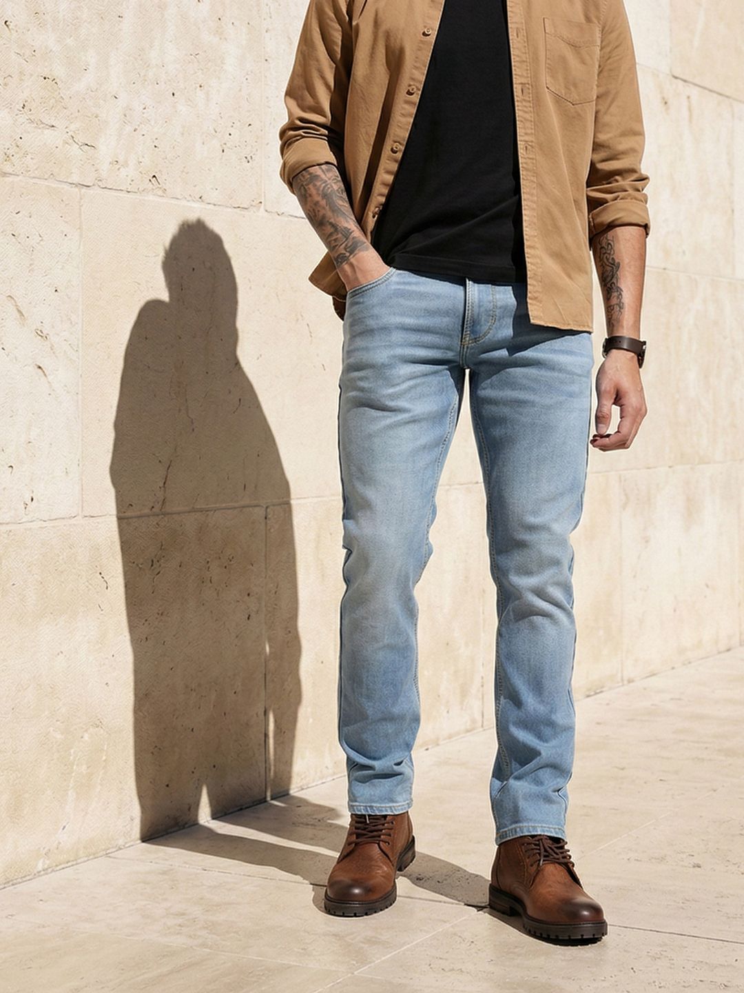 The Roadster Life Co. Men Slim Fit Light Fade Stretchable Jeans