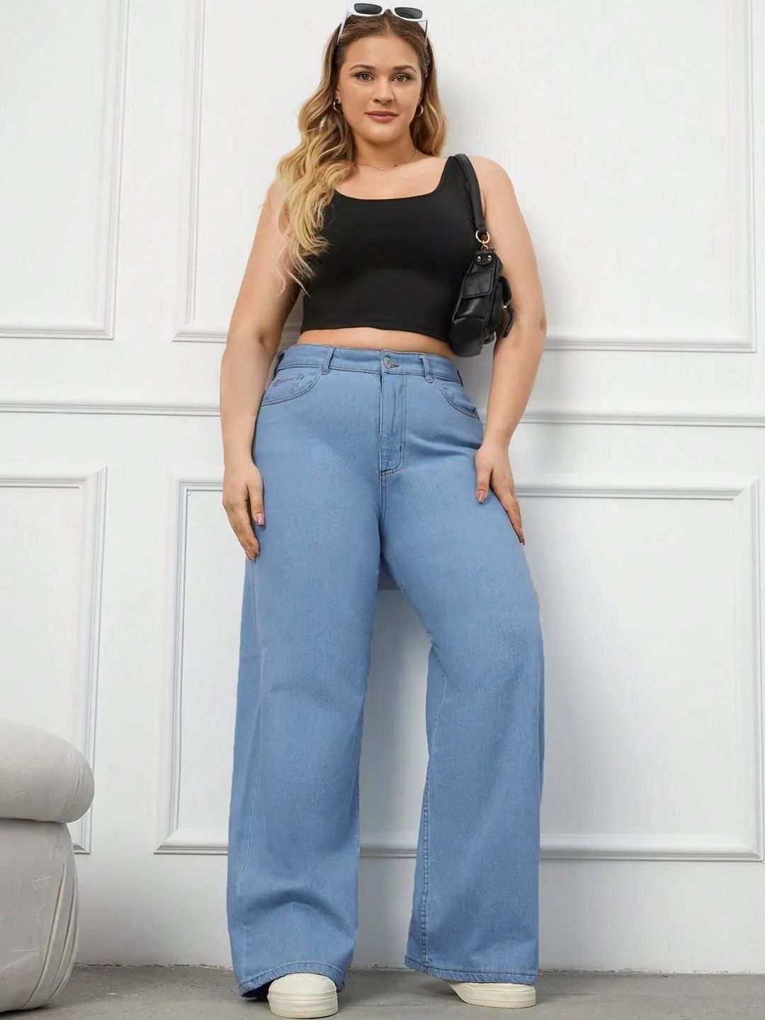 CURVE BY KOTTY Women Wide Leg High-Rise Jeans