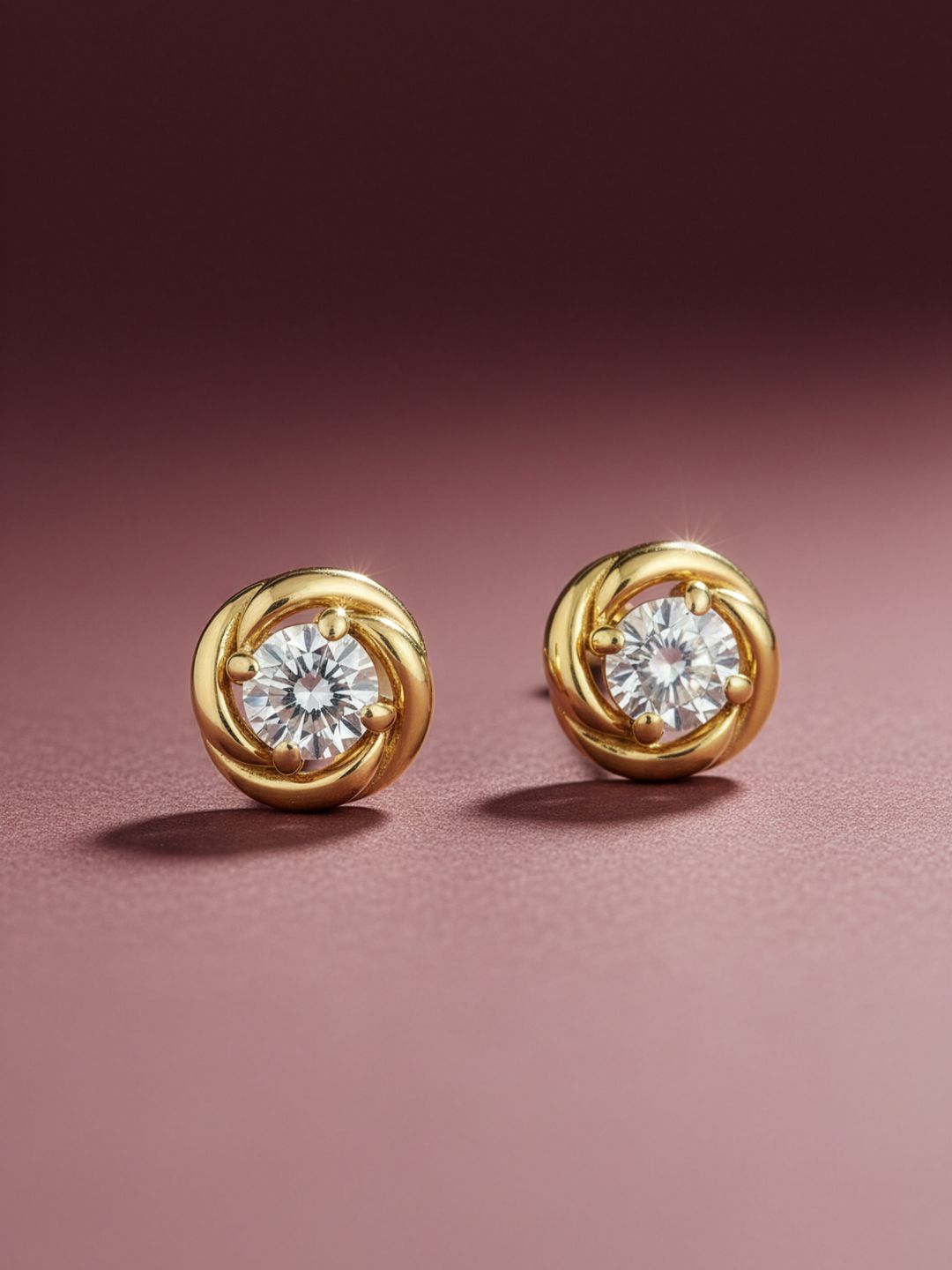 MAEJOY Solitaire swirl Lab grown diamond 92.5 Sterling Silver 18KT Gold plated earrings