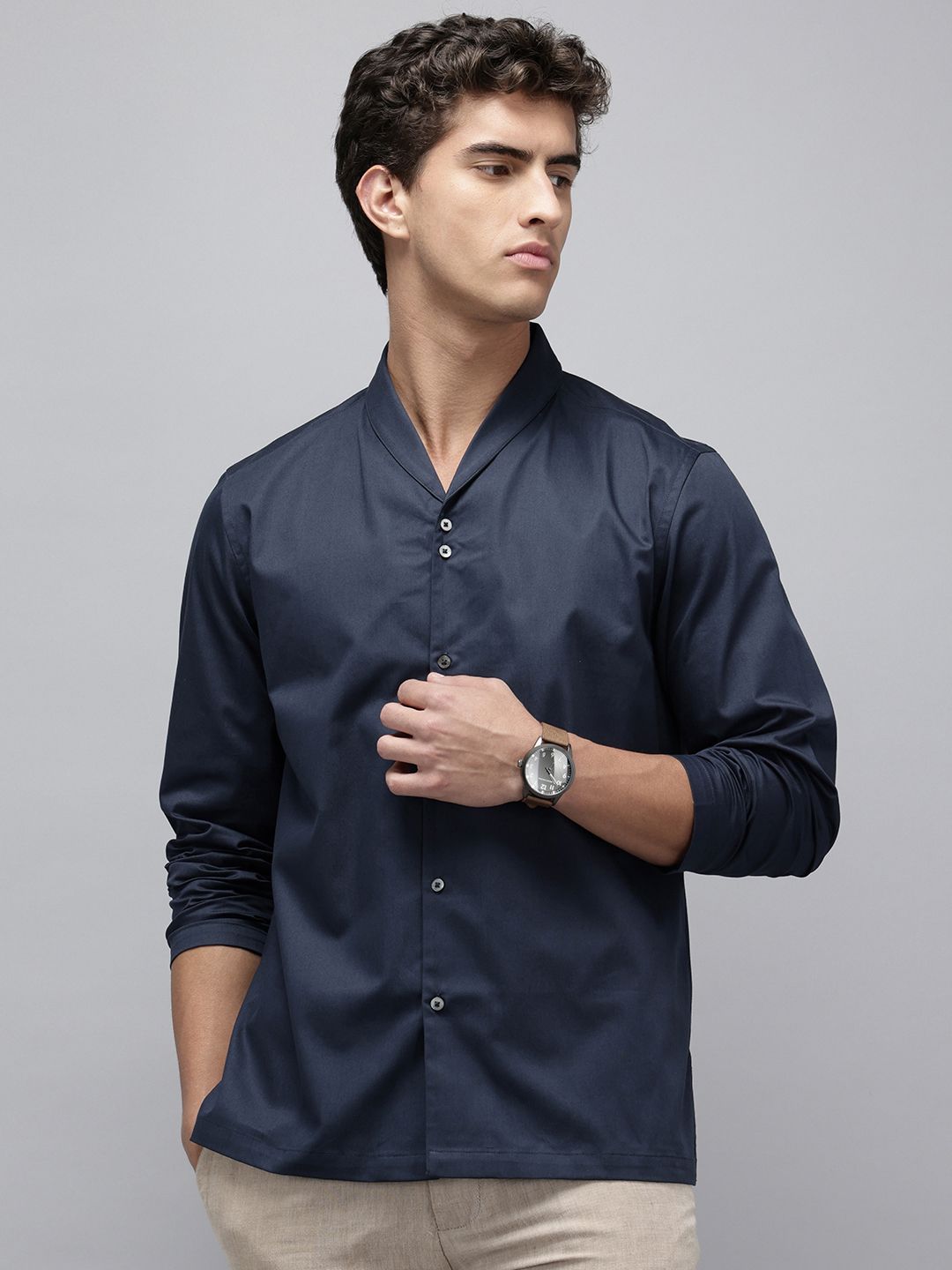 NAVNIV Shawl Neck Pure Cotton Straight Kurta