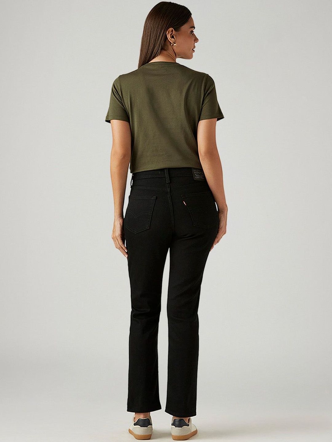 724 Black Straight Fit High Rise Jeans