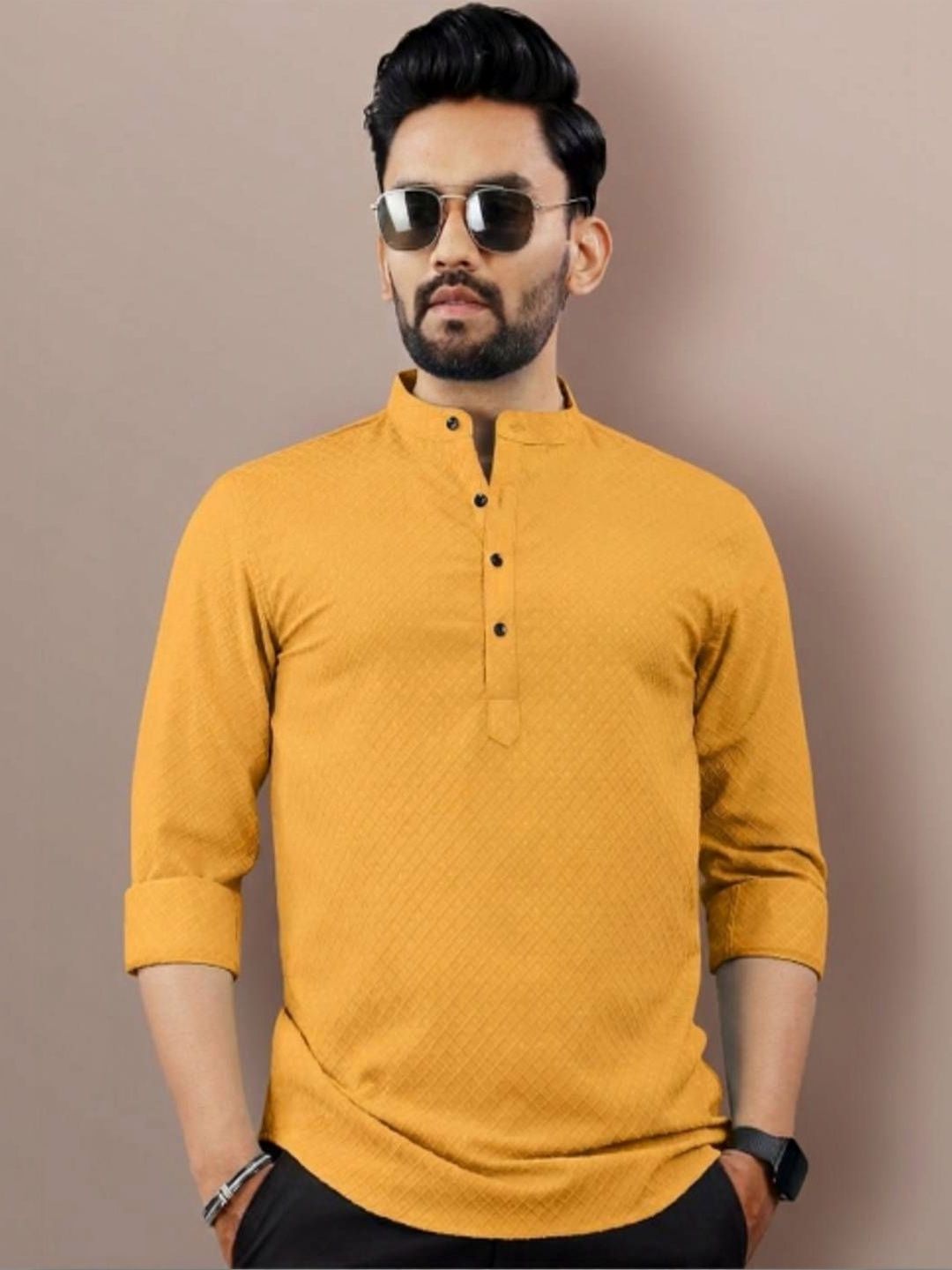 VTEXX Men Thread Work Jacquard Kurta