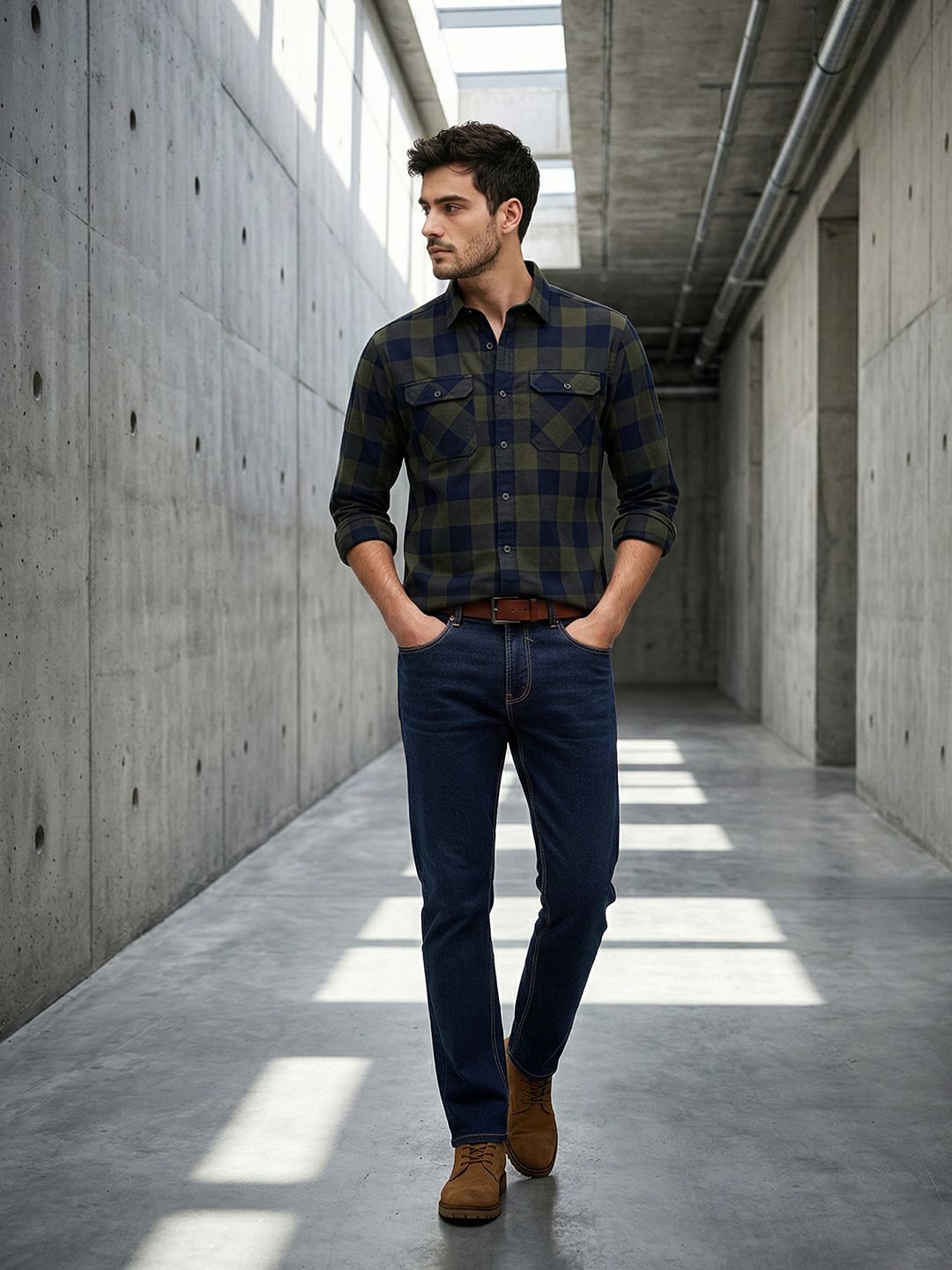 The Roadster Life Co. Men Straight Fit Mid-Rise Stretchable Jeans With Bag