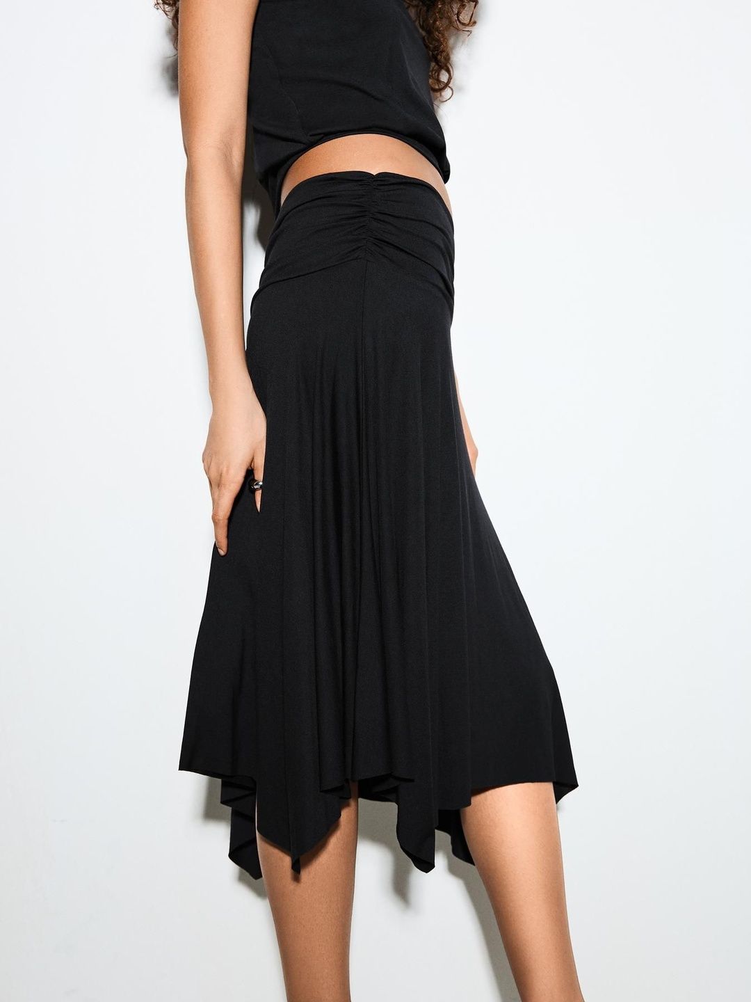 Ruched midi skirt