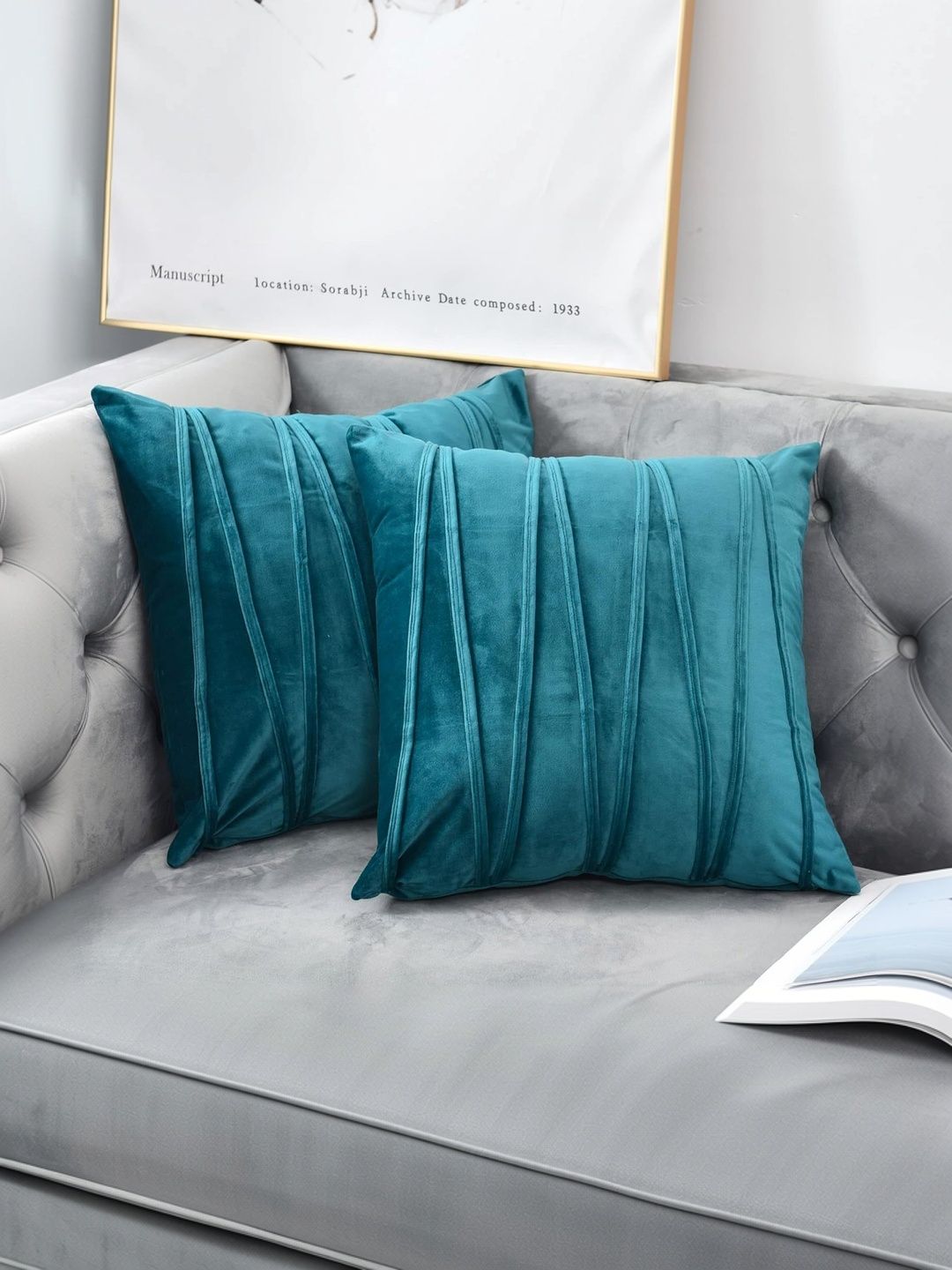 KNOTTING HOME Coral Set of 2 Velvet Square Cushion Covers