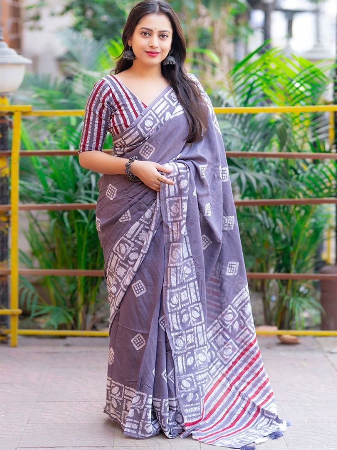 Moda Rapido Batik Pure Cotton Ikat Saree
