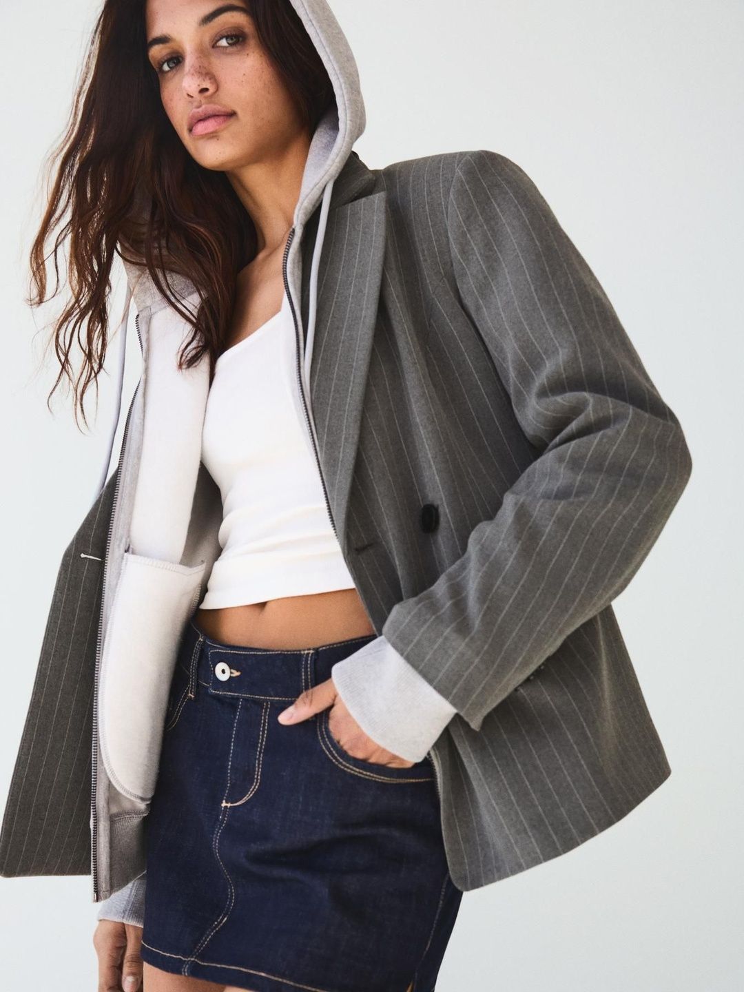 Striped Notched Lapel Single-Breasted Casual Blazer