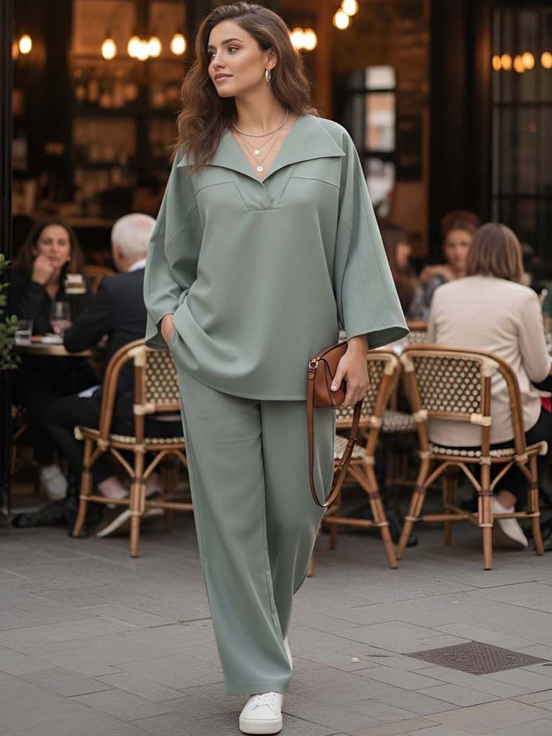 GENZILOOKS Linen Solid Top with Trousers