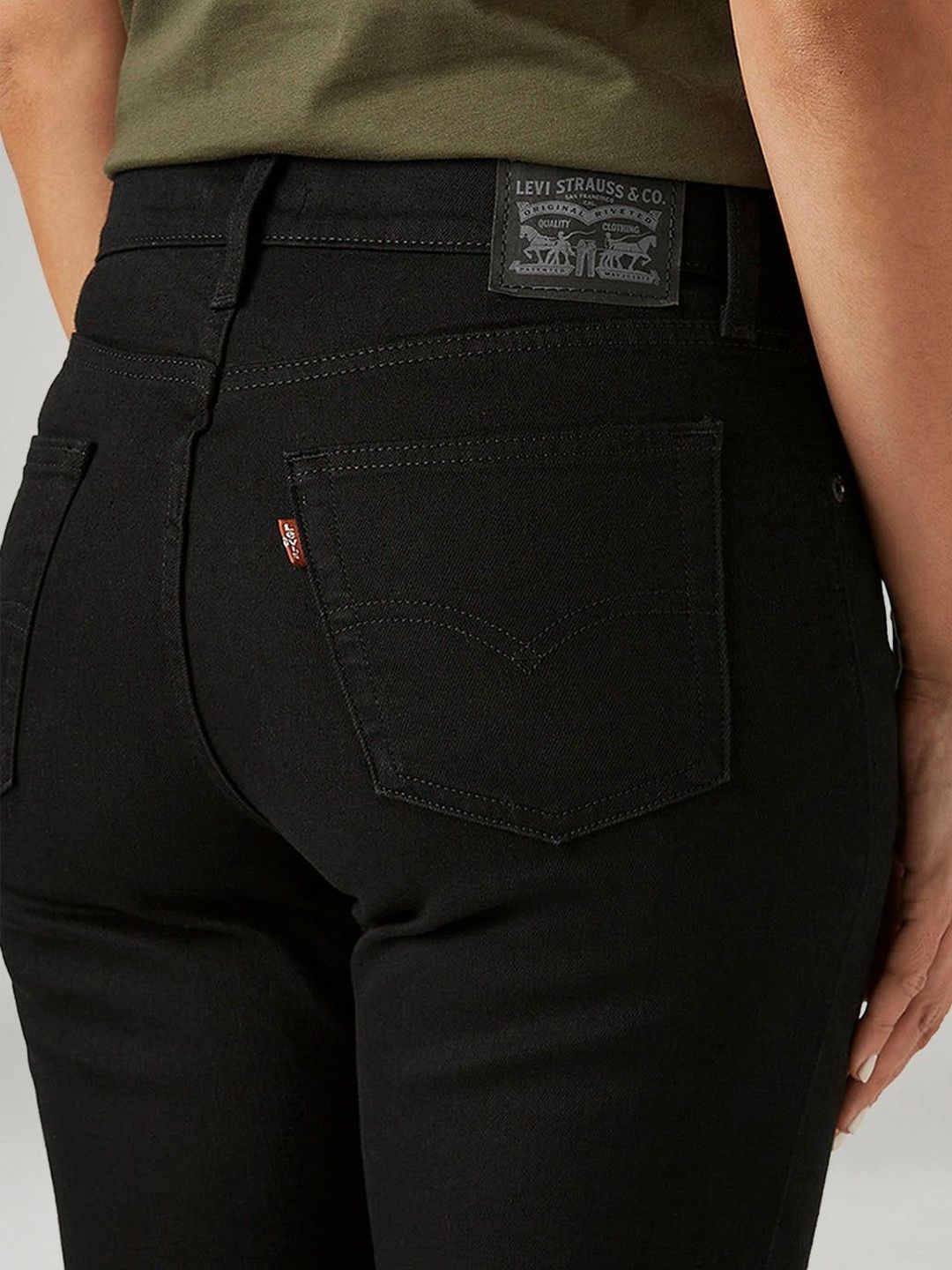 724 Black Straight Fit High Rise Jeans