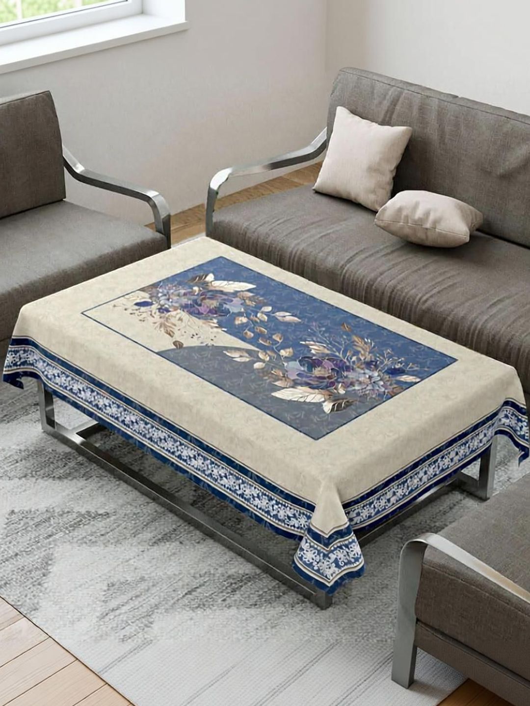zukiodecor Multicoloured Floral 4-Seater Table Cover