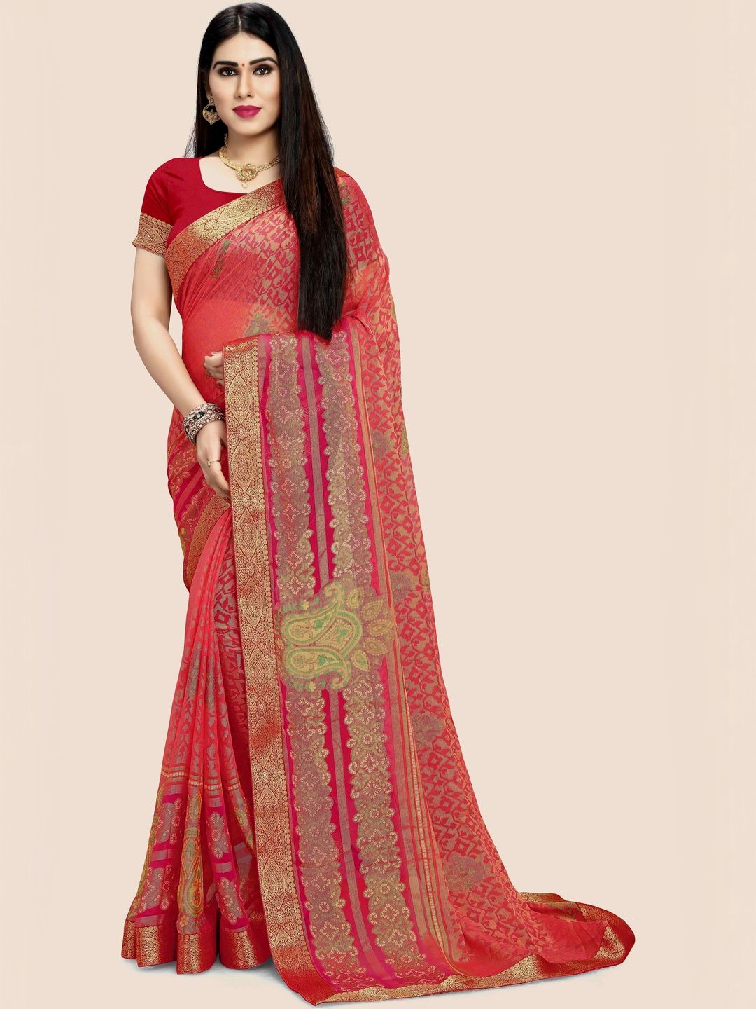 Sangria Embellished Banarasi Sarees With Unstitched Blouse