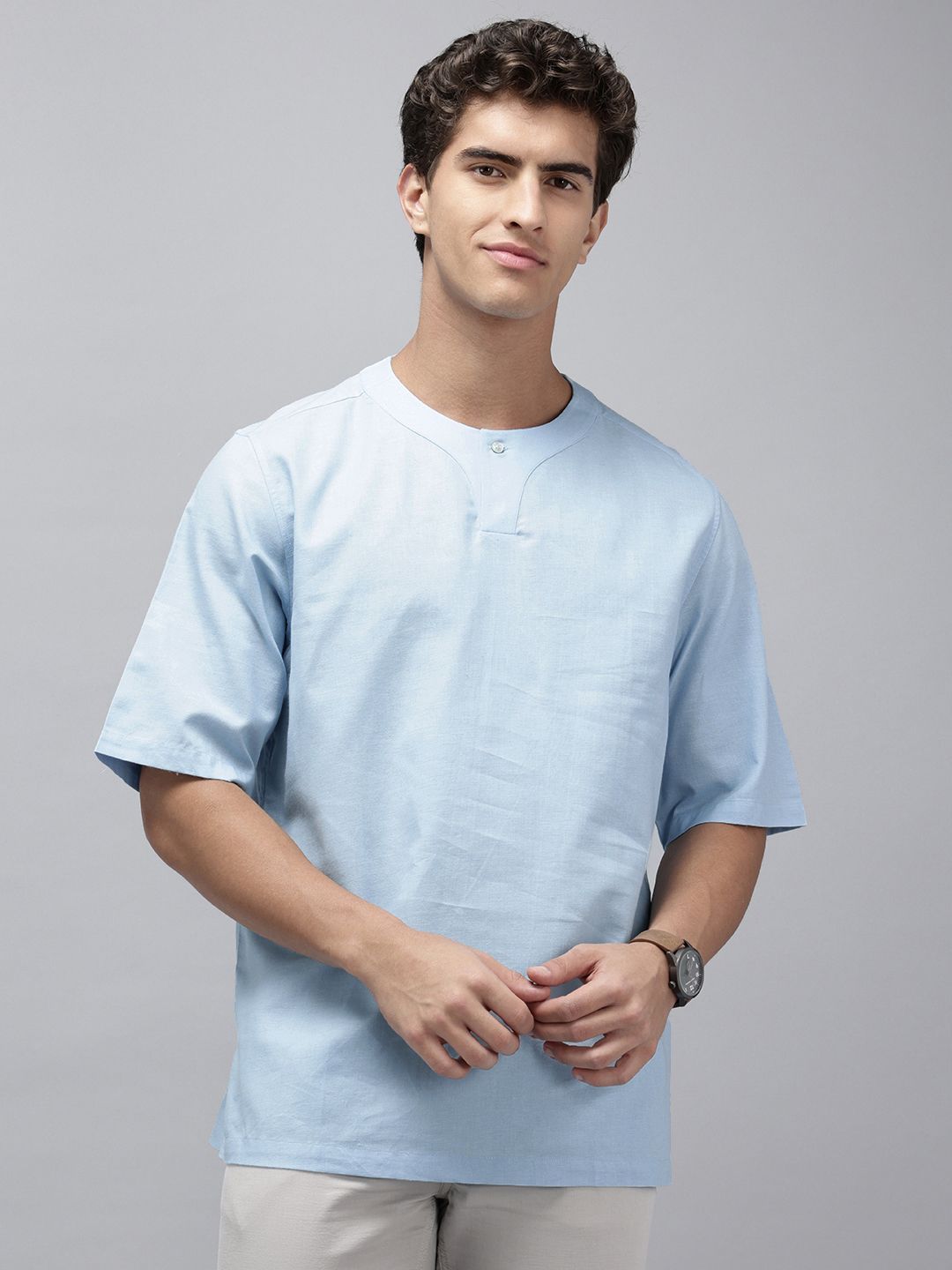 NAVNIV Cotton Linen Straight Kurta