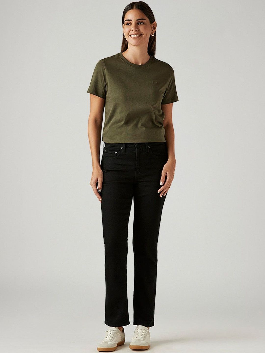 724 Black Straight Fit High Rise Jeans