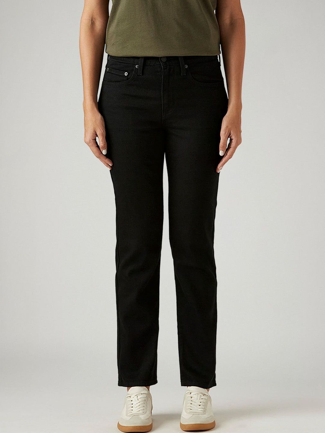 724 Black Straight Fit High Rise Jeans