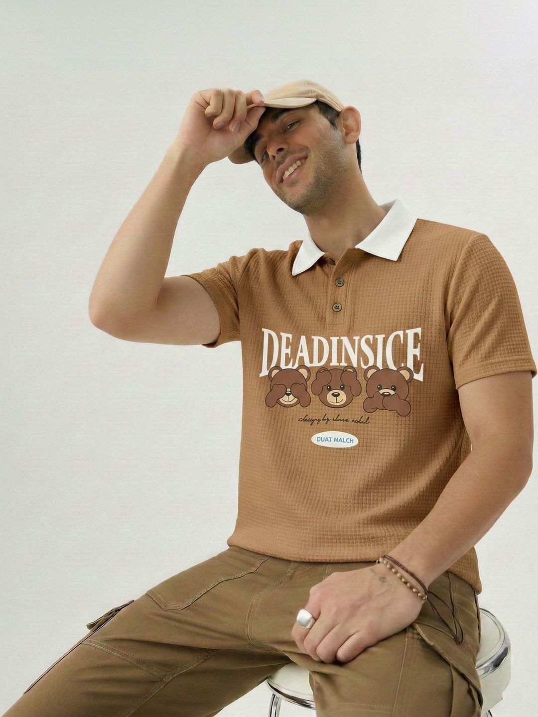Mobox Men Typography Printed Polo Collar T-shirt
