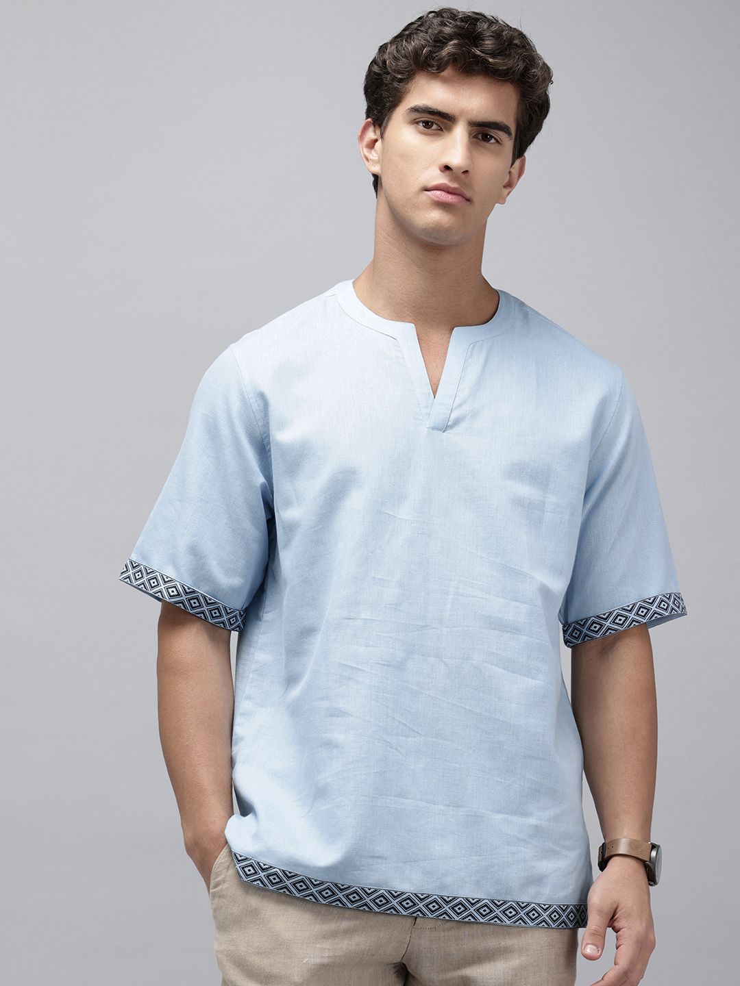 NAVNIV Cotton Linen Straight Kurta