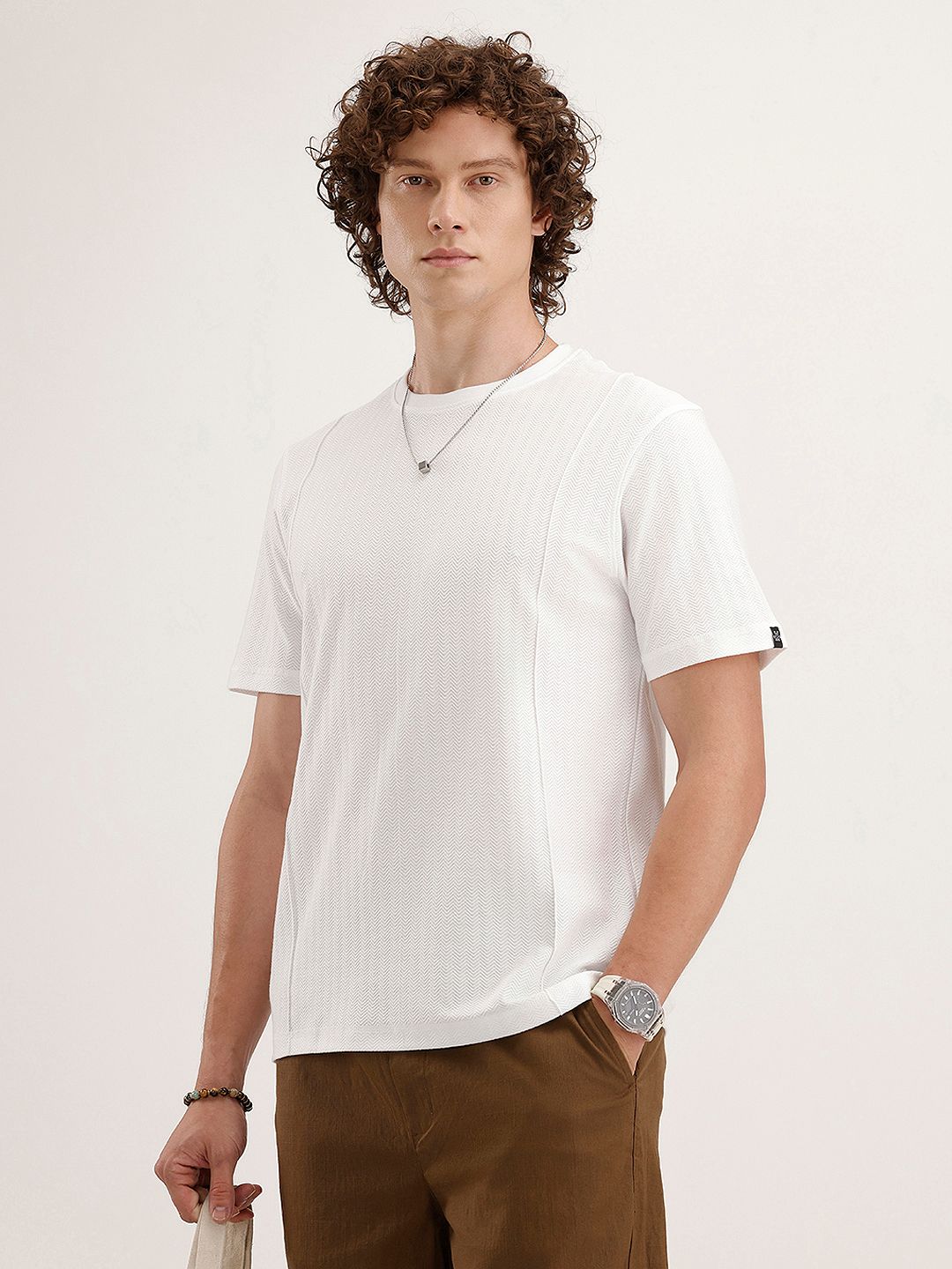 WROGN Self Design Regular Fit T-shirt