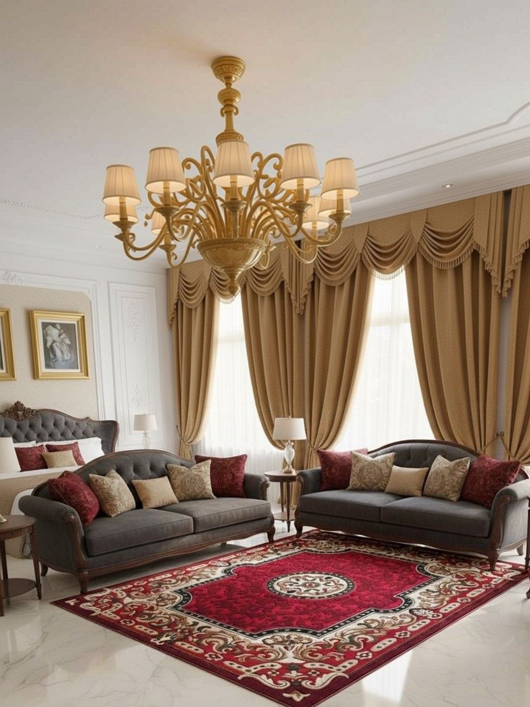 ZAMZAM CARPET ZAMZAM CARPET Red Traditional Anti-Skid Woollen Carpet